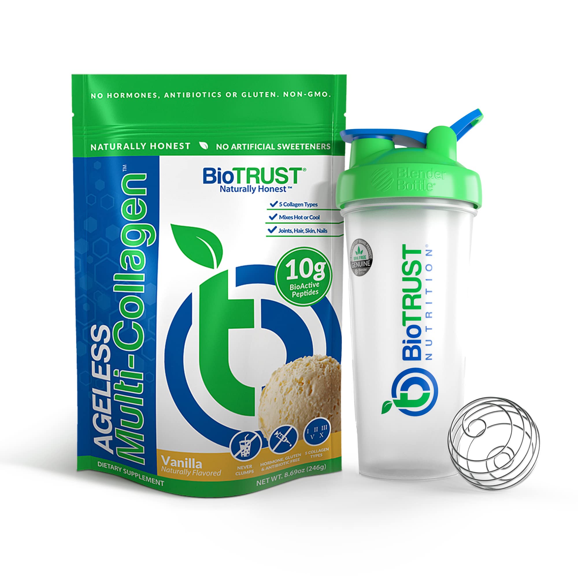 BioTrust Ageless Multi Collagen 5-in-1 Protein Powder (Vanilla) BlenderBottle Bundle BioTrust buy supplements canada