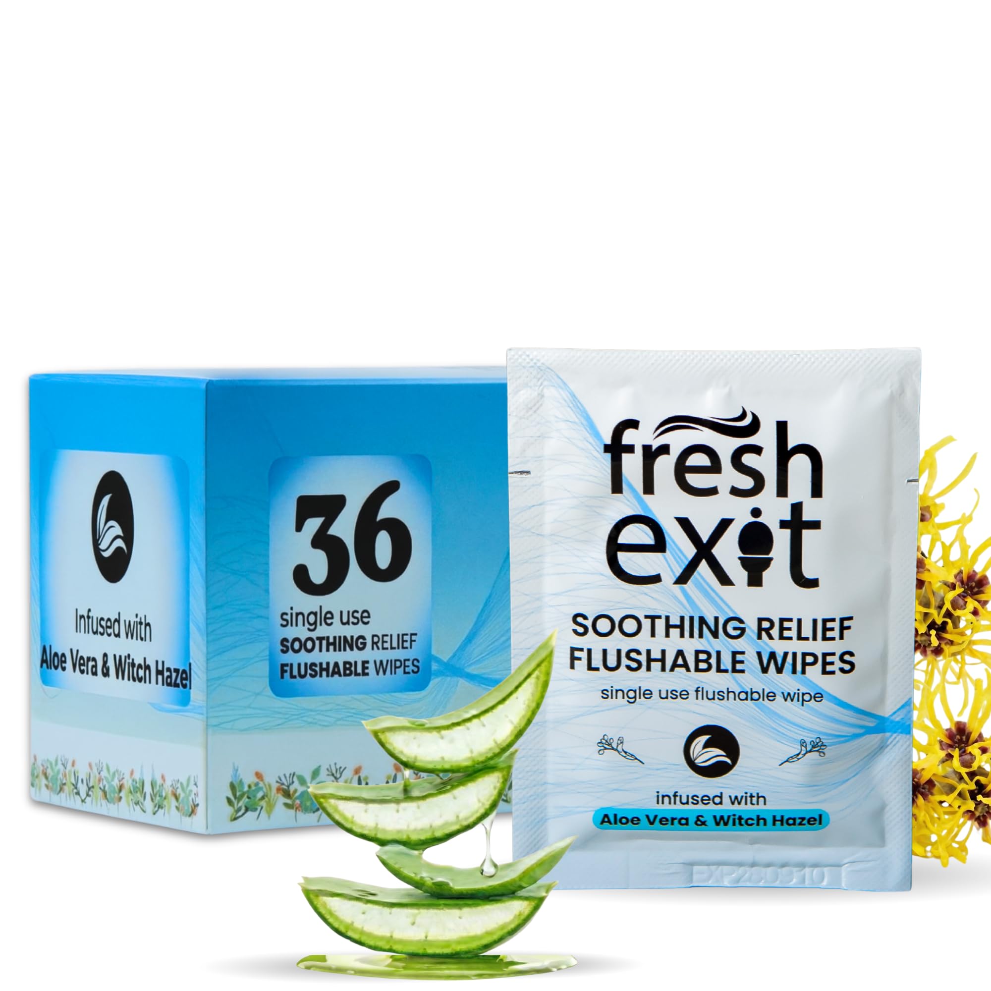 FreshExit Flushable Hemorrhoid Wipes – 36 Count – Individually Wrapped with Witch Hazel & Aloe Vera, Large Discreet Travel Wipes for Adults, Soothing & Gentle on Skin FreshExit buy supplements canada
