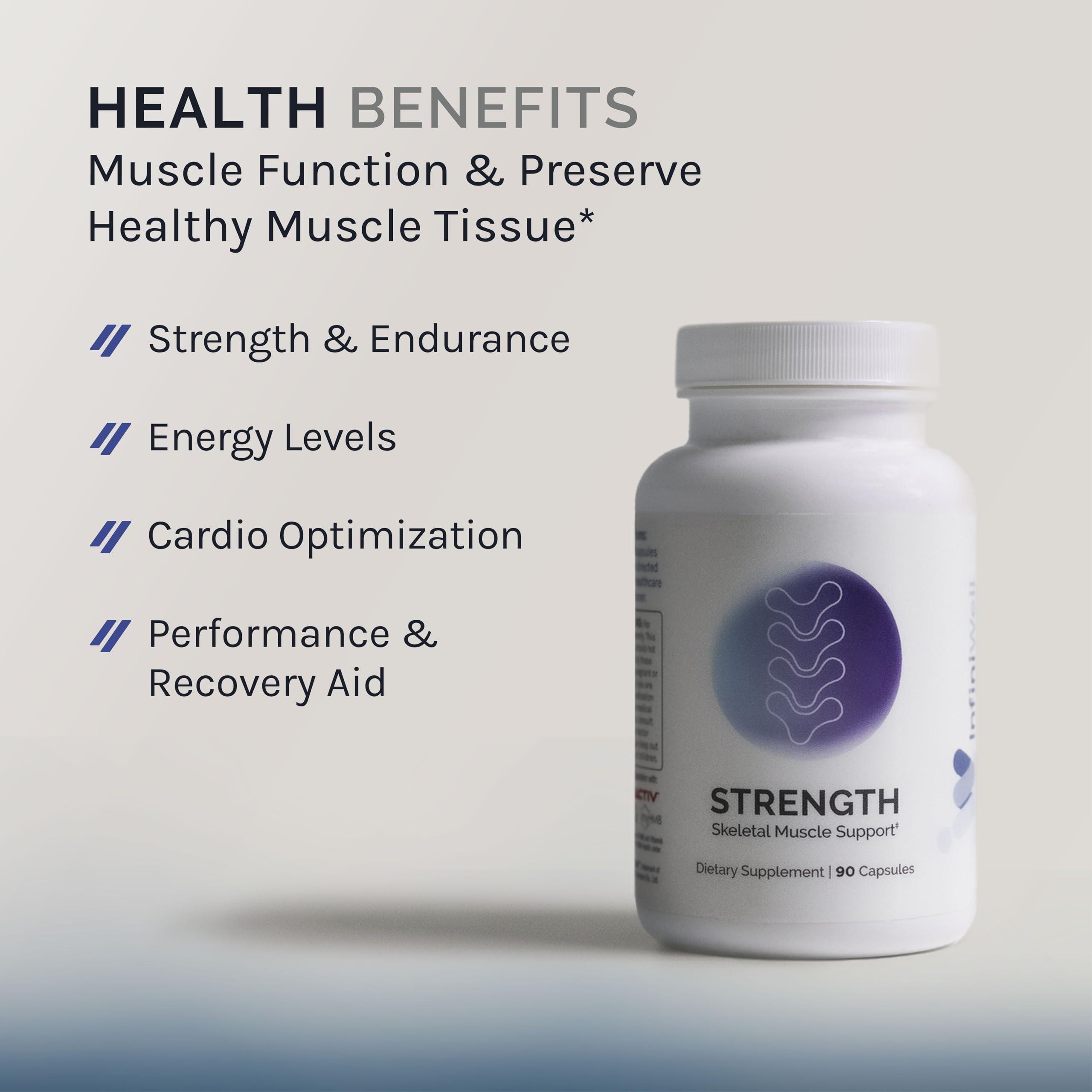 InfiniWell Strength - Muscle Recovery Supplements for Healthy Aging - HMB Supplement for Stamina, Endurance, Strength Gains & Mobility - Nourish Healthy Muscle Mass & Tissue Quality (90 Capsules) InfiniWell buy supplements canada