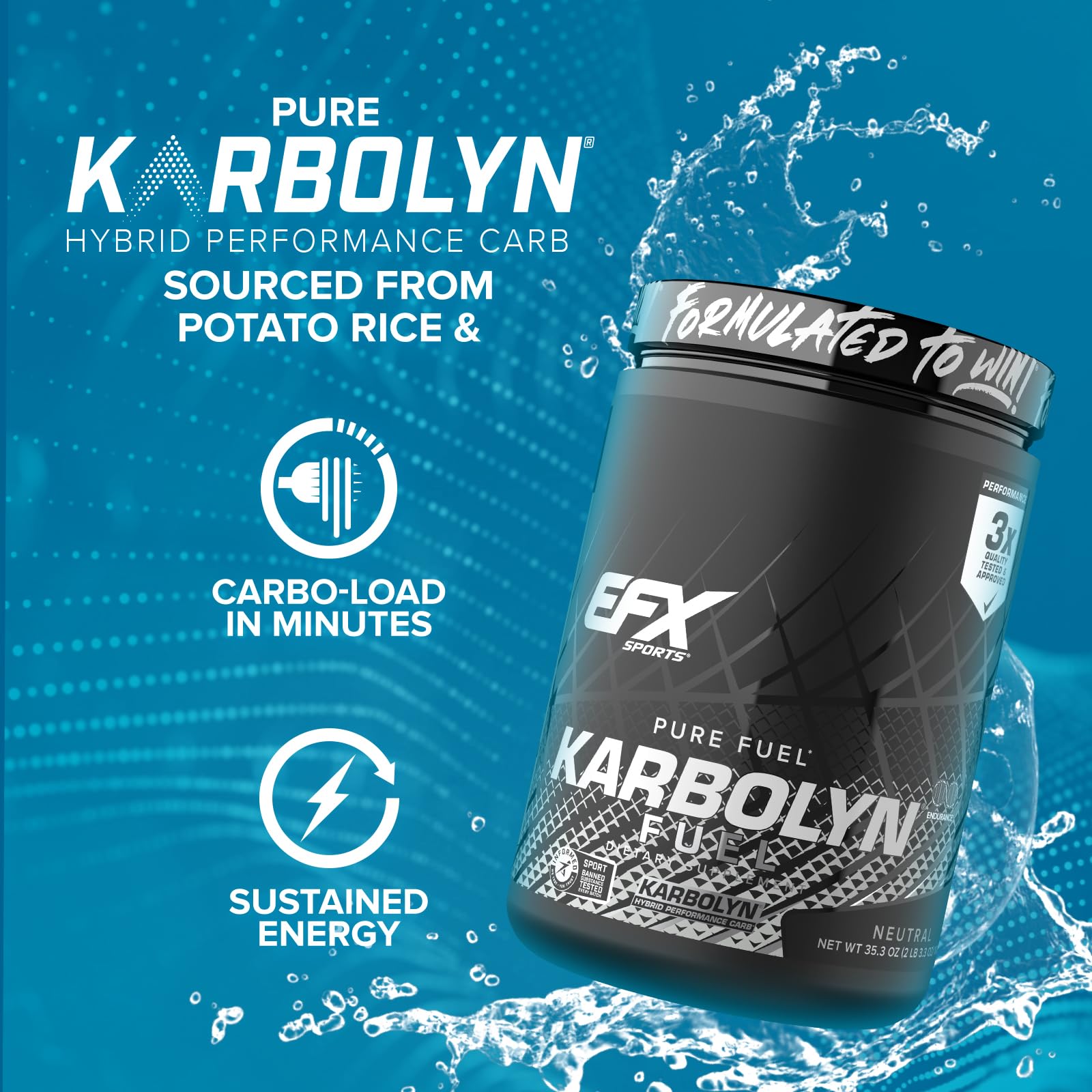 EFX Sports Karbolyn Fuel | Fast-Absorbing Carbohydrate Powder | Carb Load, Sustained Energy, Quick Recovery | Stimulant Free | 20 Servings (Neutral) EFX Sports buy supplements canada