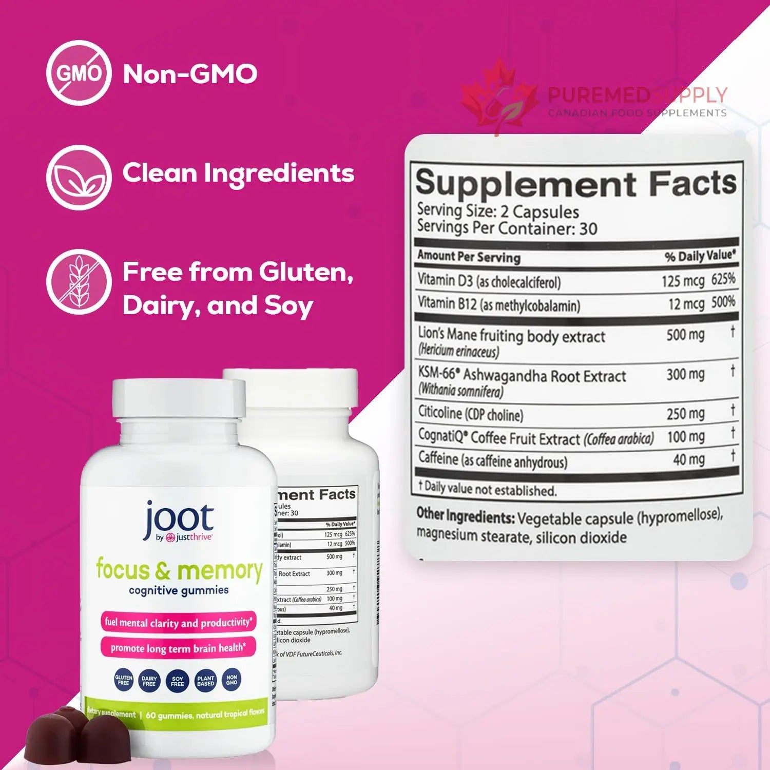 Just Thrive Focus & Memory Gummies – Nootropic Brain Supplement for Clarity, Concentration, Memory Support, & Energy – Citicoline, Lion’s Mane, Vitamin B12 & D3 Just Thrive buy supplements canada