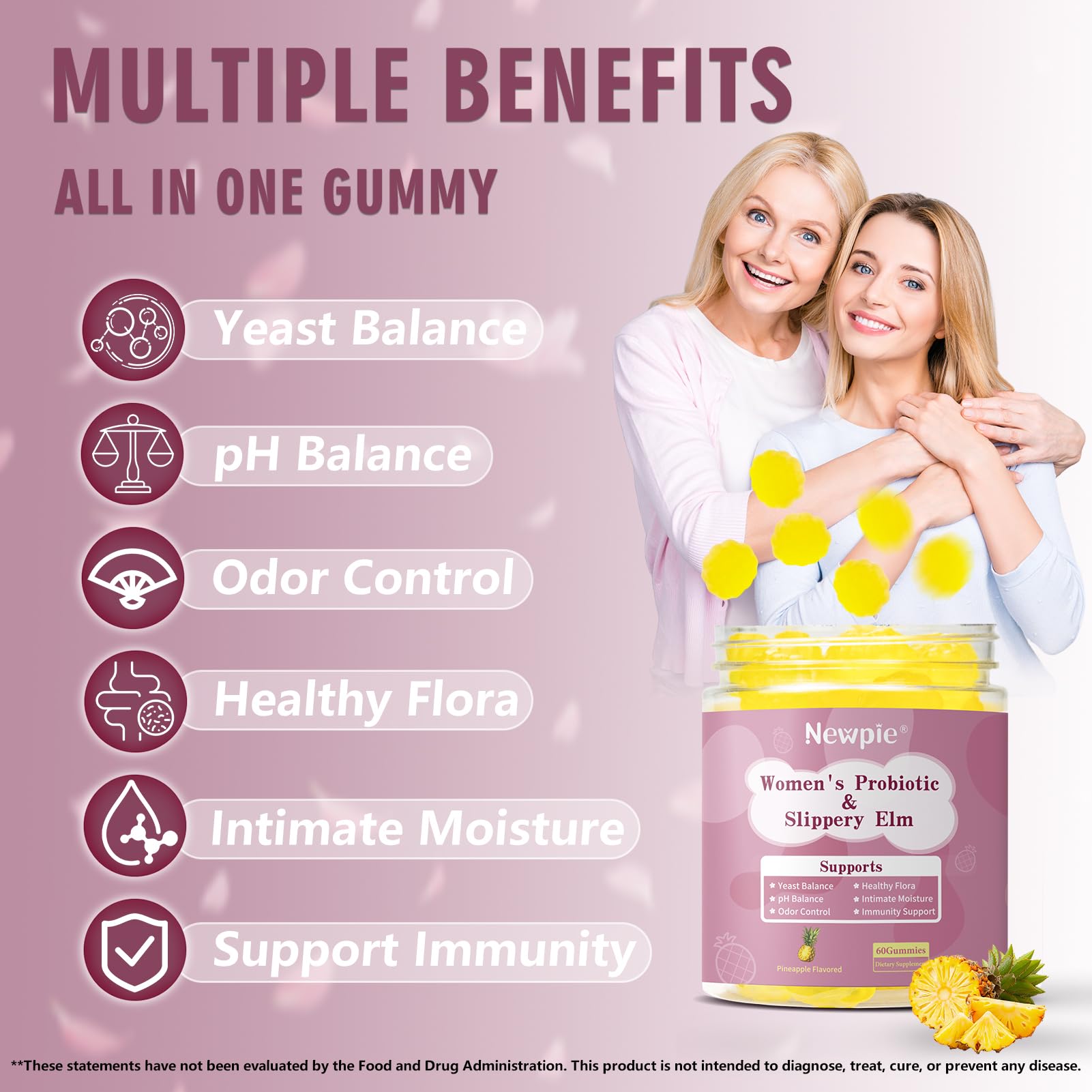 Blltzzz Her Juicy Women's Probiotic Gummies | Pineapple Flavor | Contains Slippery Elm and Probiotic Blend to Support Women's Intimate pH Balance, Gut Wellness and Overall Well-Being | 60 Gummies (2) Blltzzz buy supplements canada