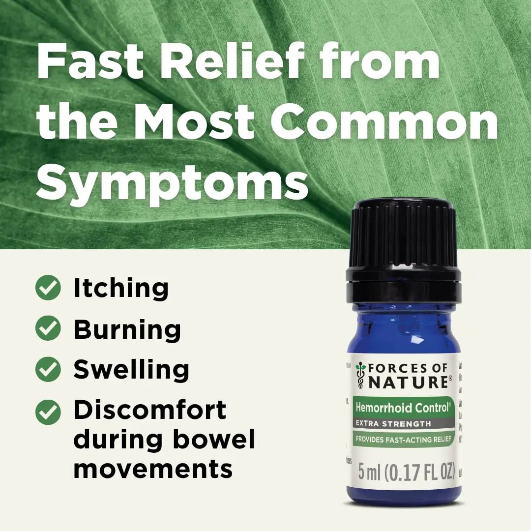 Forces of Nature Hemorrhoid Control Extra Strength, Organic Homeopathic Medicine with Witch Hazel, Horse Chestnut, and Soothing Essential Oils for Itching, Swelling & Discomfort, 5ml (0.17 fl oz) Forces of Nature buy supplements canada