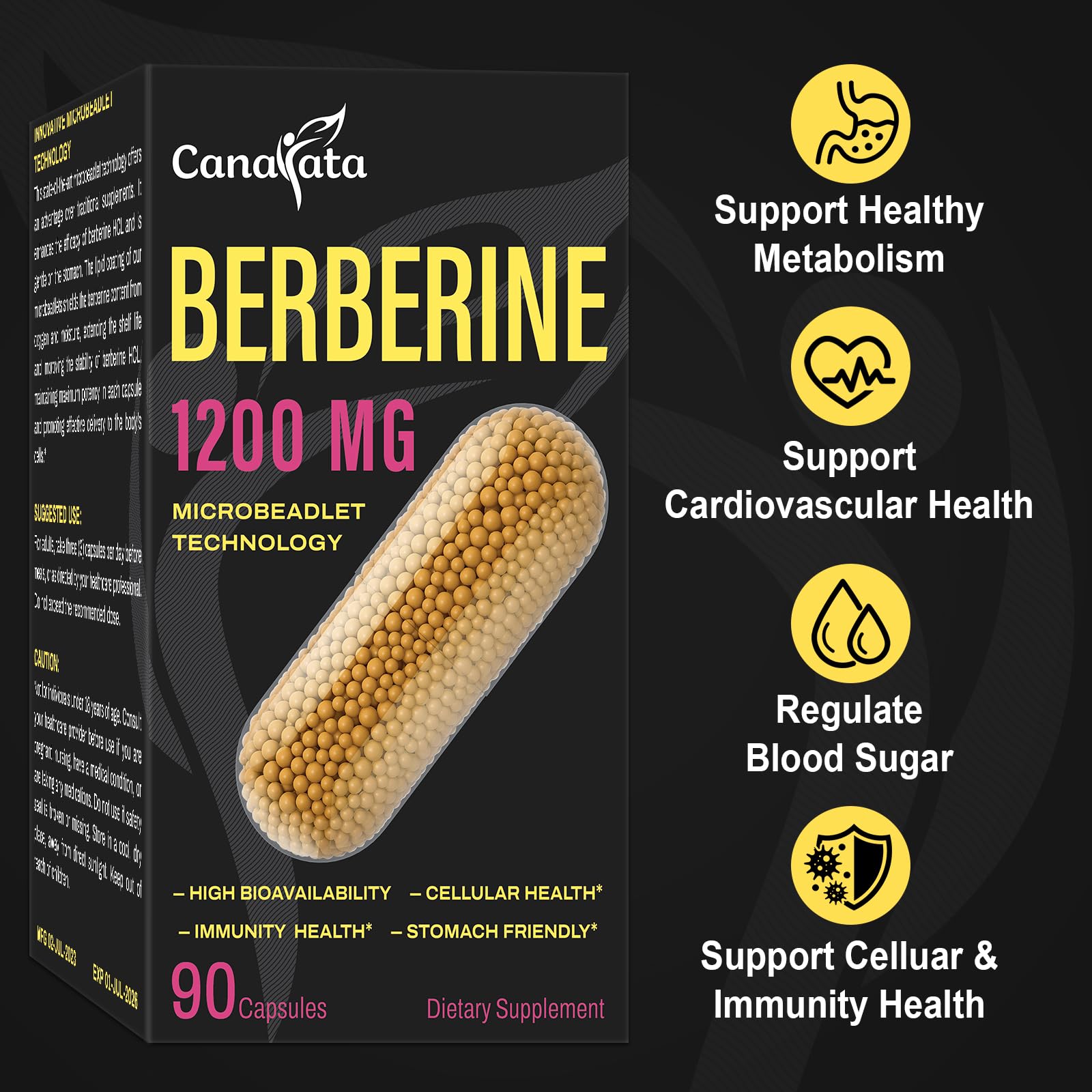 Berberine Supplement 1200mg Berberine HCL - High Bioavailability Microbeadlet Canarata buy supplements canada