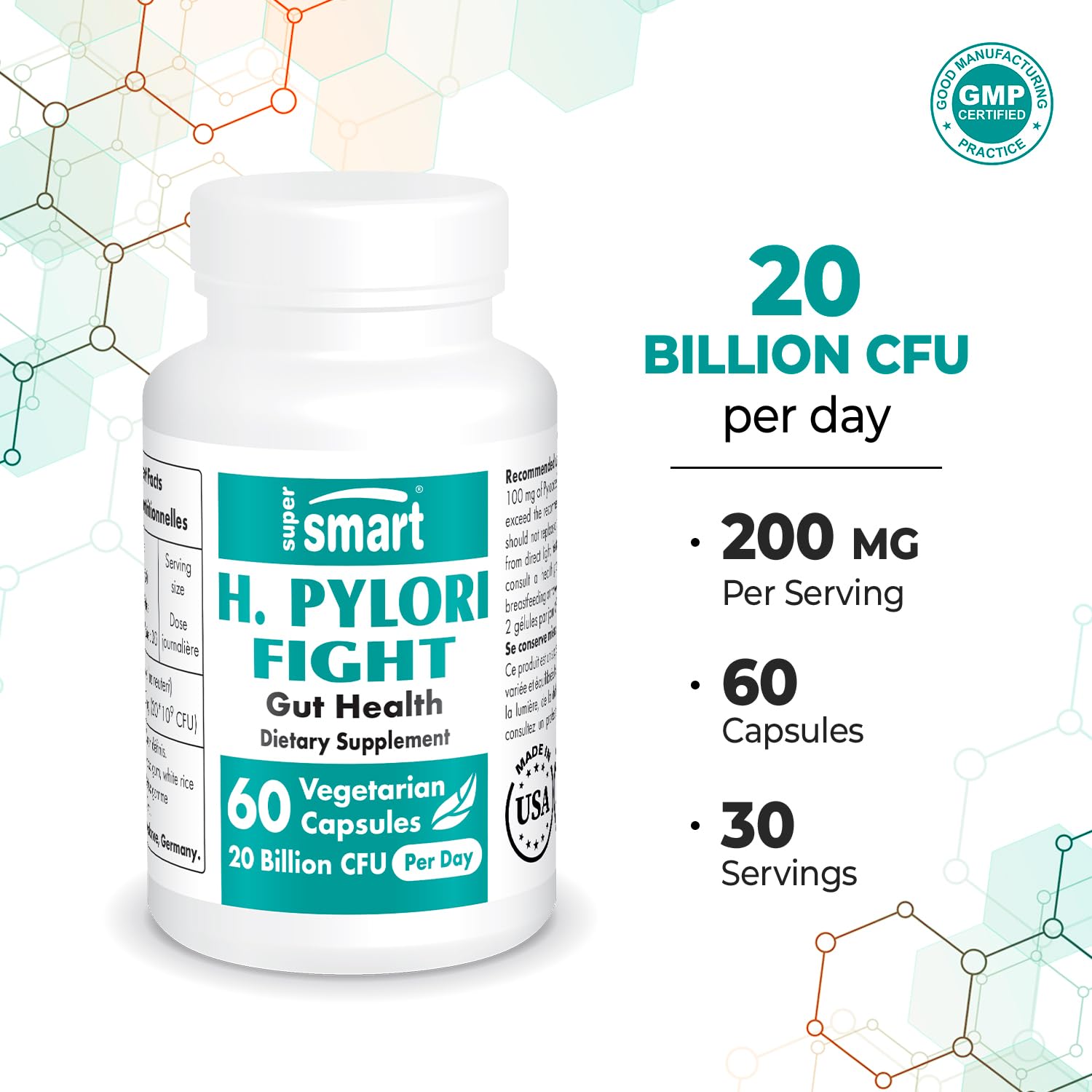 Supersmart - H. Pylori Fight Natural Treatment 20 Billion CFU per Day (Probiotic Lactobac Supersmart buy supplements canada
