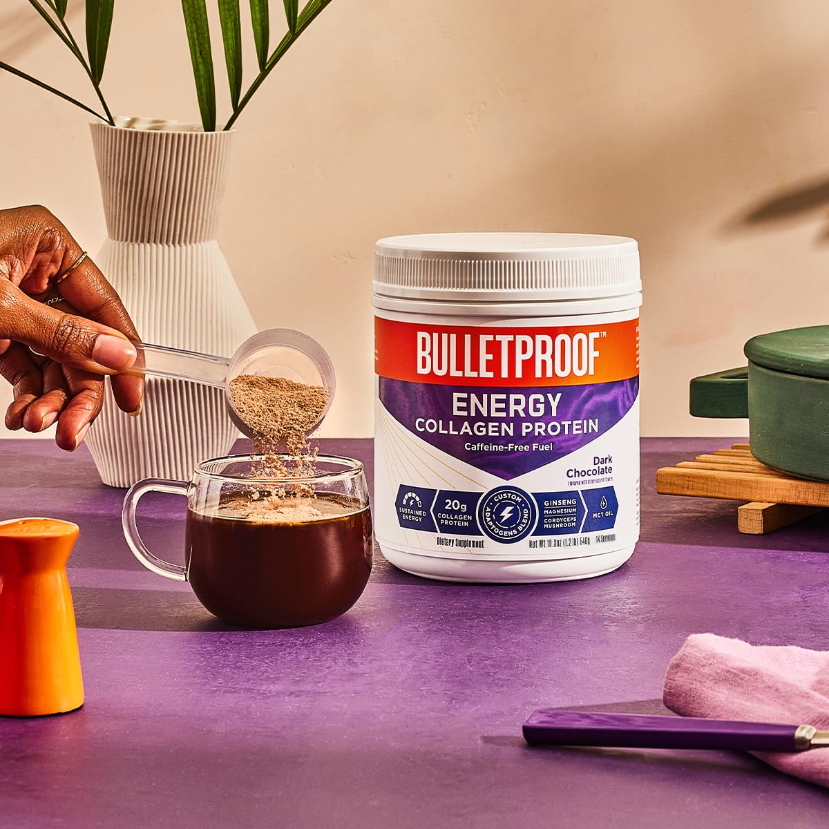 Bulletproof Dark Chocolate Energy Collagen Protein, 19.3 Ounces, Caffeine-Free Fuel Bulletproof buy supplements canada