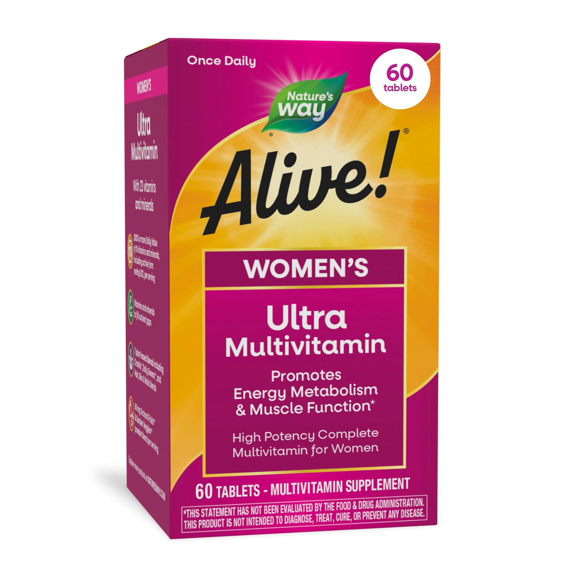 Nature's Way Alive! Ultra Multivitamin for Women, Complete Daily Women's Vitamins, High Potency Formula, Promotes Energy Metabolism and Muscle Function*, Vitamin A, C, D, Methylated B12, 60 Tablets Nature's Way buy supplements canada