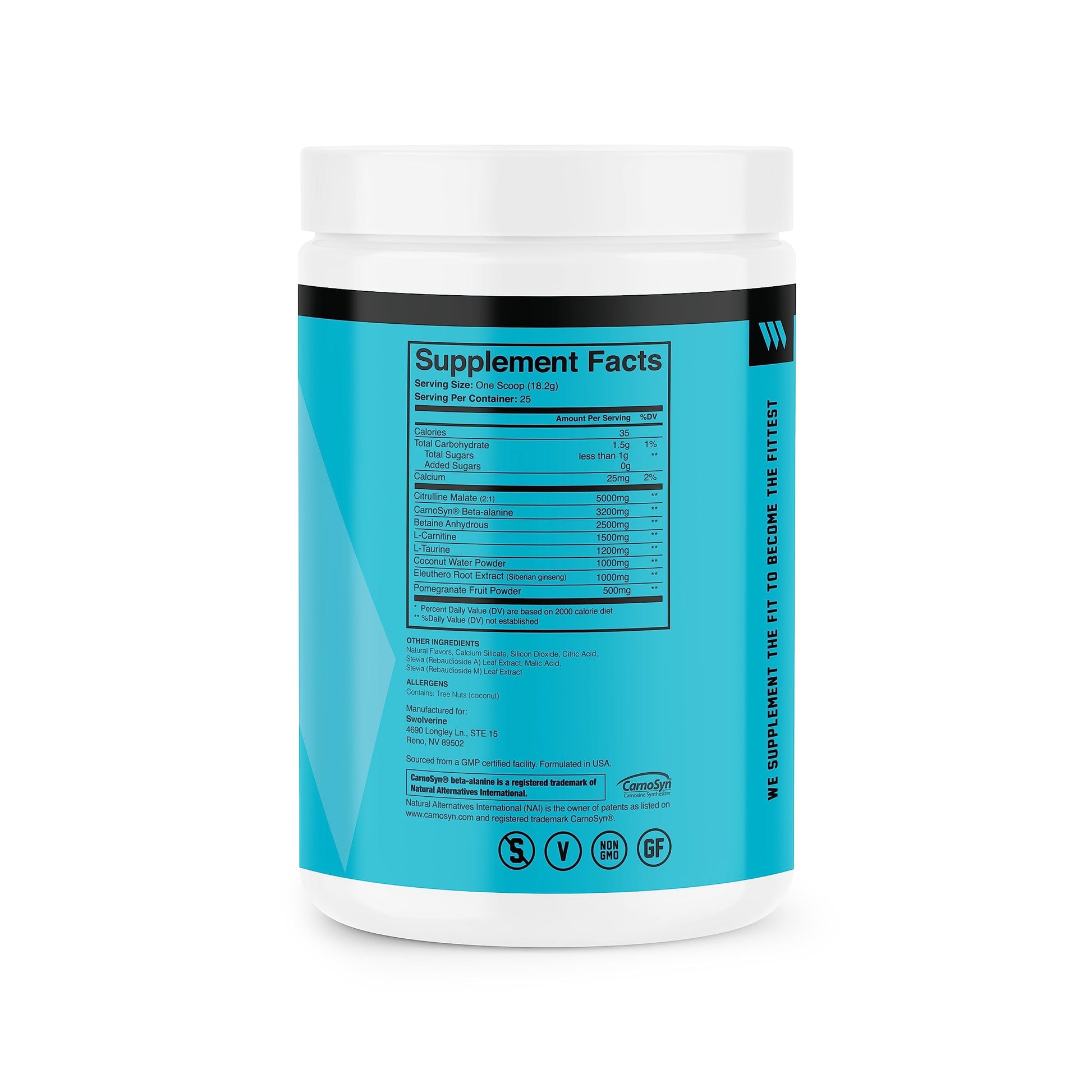 Swolverine PRE-Workout | Citrulline Malate, Carnosyn Beta Alanine, Carnitine, Ginseng Swolverine buy supplements canada