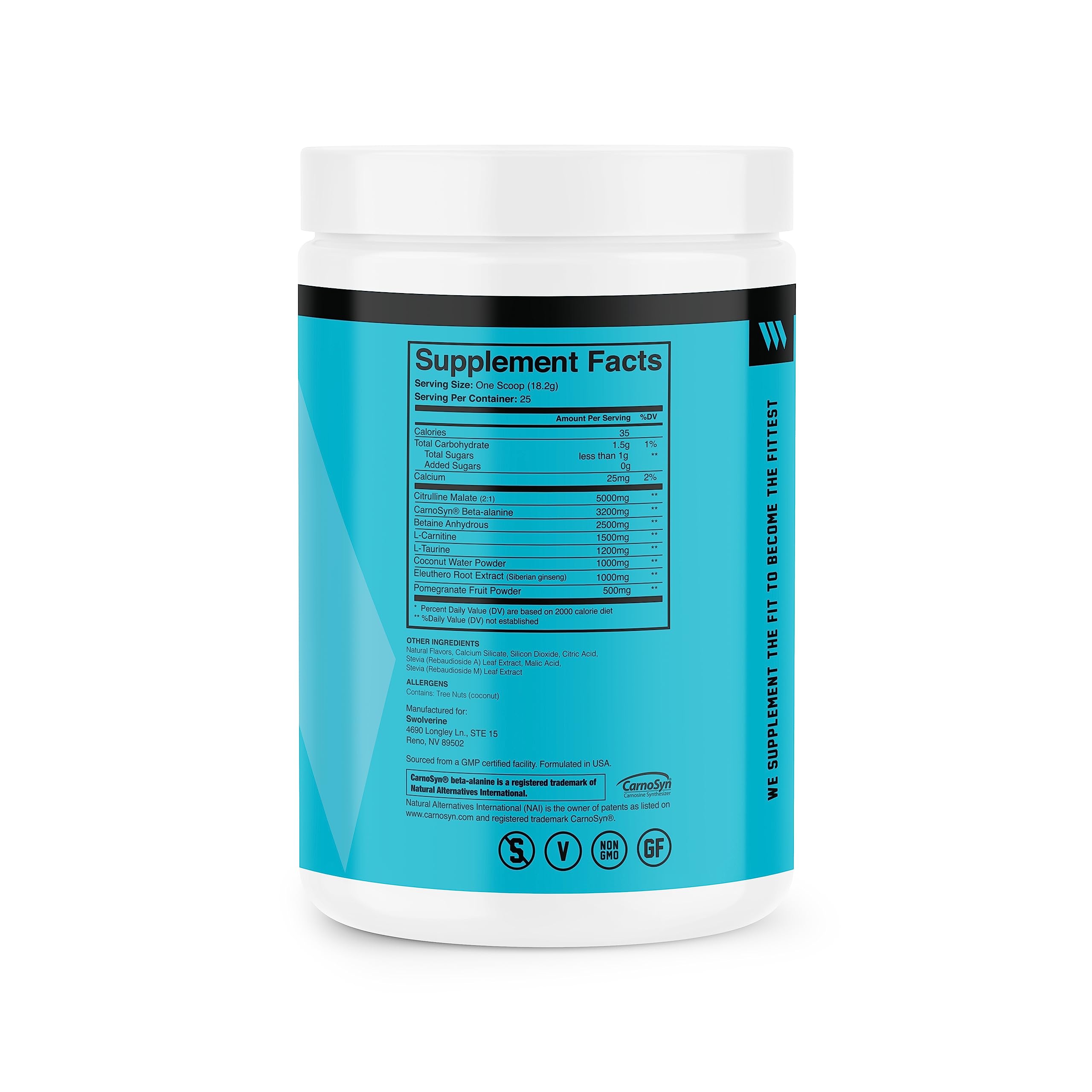 Swolverine PRE-Workout | Citrulline Malate, Carnosyn Beta Alanine, Carnitine, Ginseng Swolverine buy supplements canada