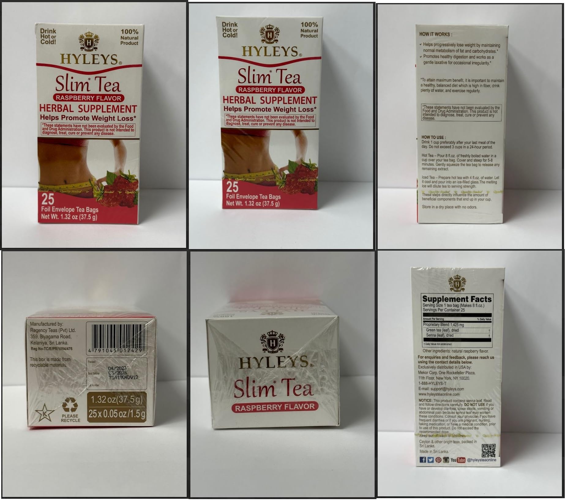 Hyleys Slim Tea Raspberry Flavor - Weight Loss Herbal Supplement Cleanse and Detox HYLEYS buy supplements canada