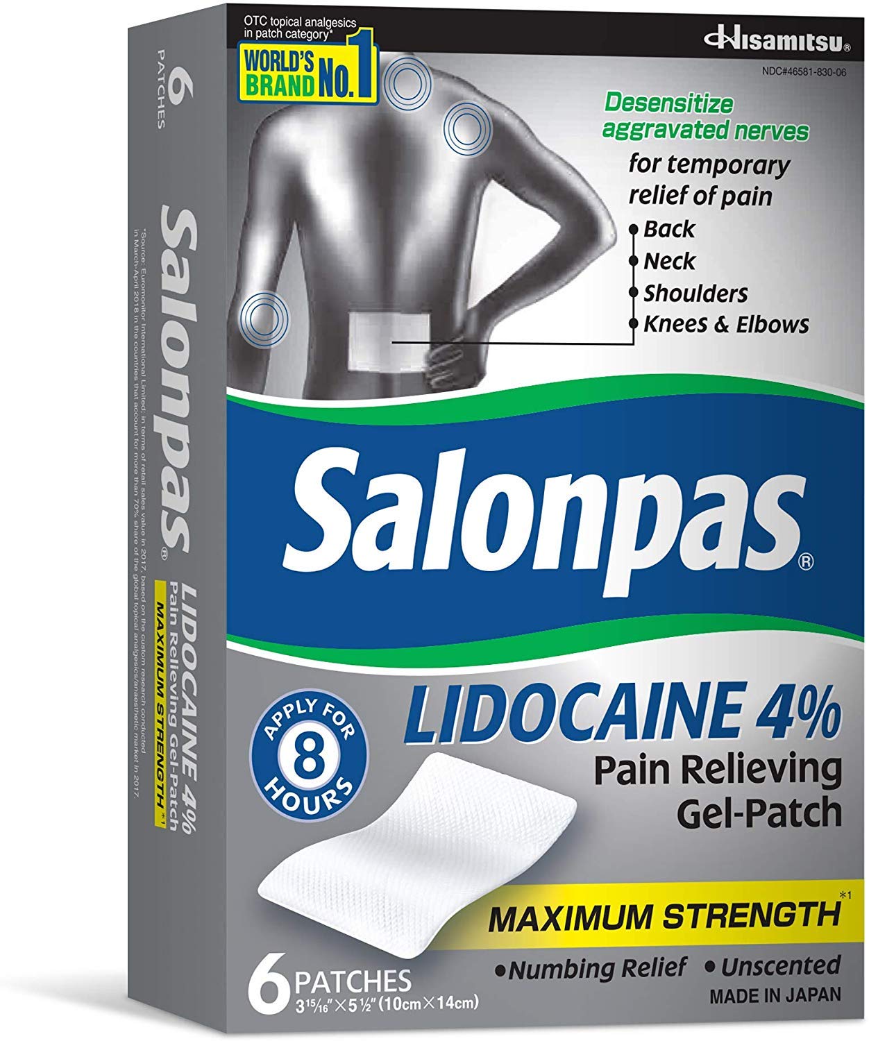 Salonpas LIDOCAINE (5 Pack Bundle) Pain Relieving Maximum Strength Gel Patch! Salonpas buy supplements canada
