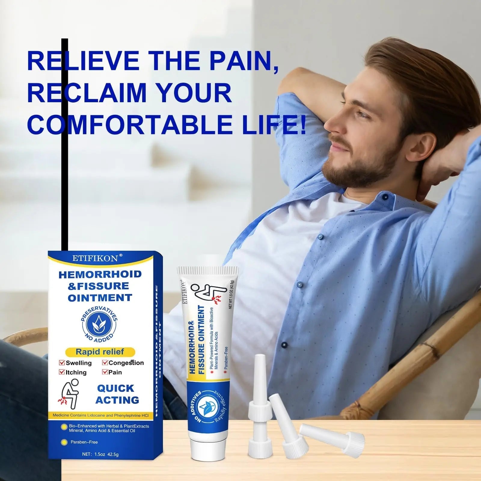 ETIFIKON Hemorrhoid & Fissure Ointment with 4% Lidocaine & Phenylephrine HCI – 42.5g Comforting Care Cream for Internal & External Areas – Helps Soothe Irritation & Support Daily Comfort (1 Pack) ETIFIKON buy supplements canada