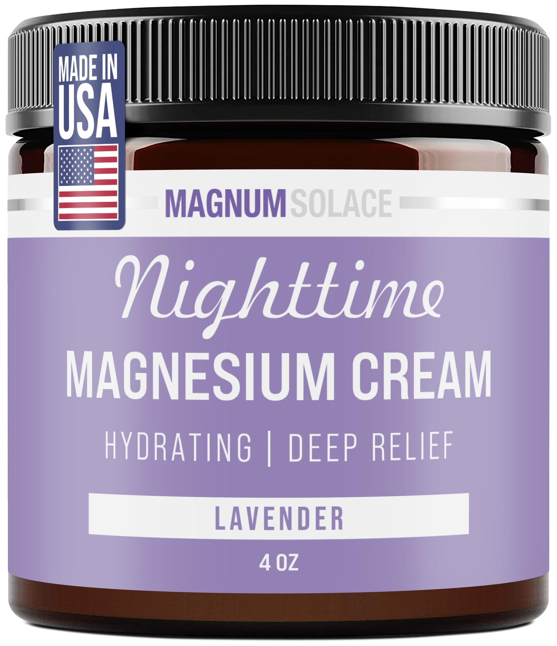 Magnum Solace Magnesium Lotion – Nighttime Magnesium Cream – Apply to Legs, Arms or Chest - Topical Magnesium Chloride – USA Made and Safe for Kids (Lavender) Magnum Solace buy supplements canada
