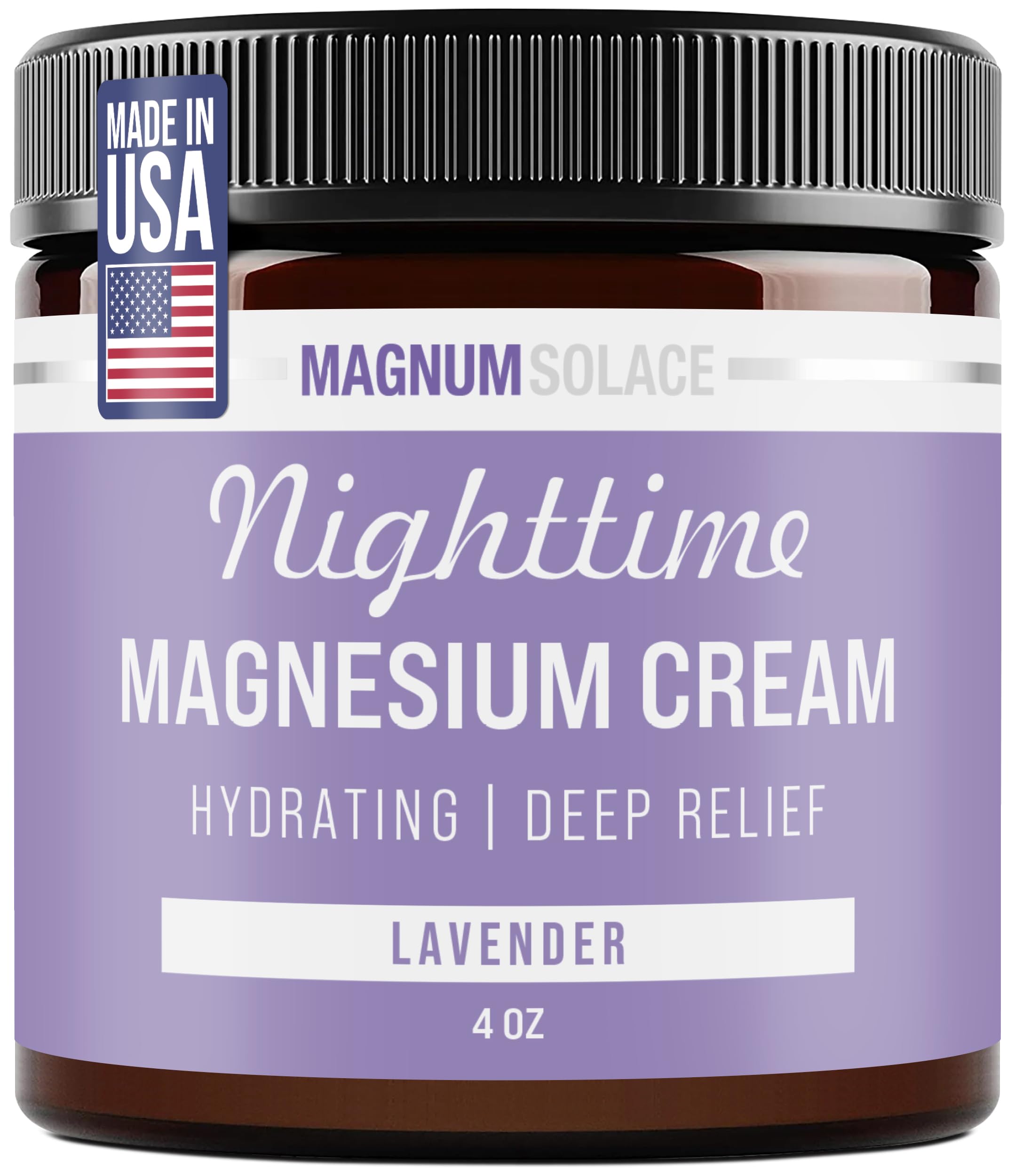 Magnum Solace Magnesium Lotion – Nighttime Magnesium Cream – Apply to Legs, Arms or Chest - Topical Magnesium Chloride – USA Made and Safe for Kids (Lavender) Magnum Solace buy supplements canada