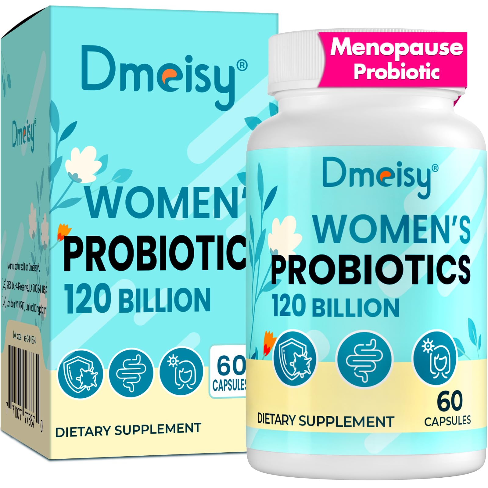 Menopause Supplements for Women, 120 Billion CFU Probiotic, 13-in-1 Herbs Probiotics Complex, for Menopause Relief, Hormone Balance, Hot Flashes, Night Sweats, Mood Swings, Gut & Immunity - 60 Capsule Dmeisy buy supplements canada