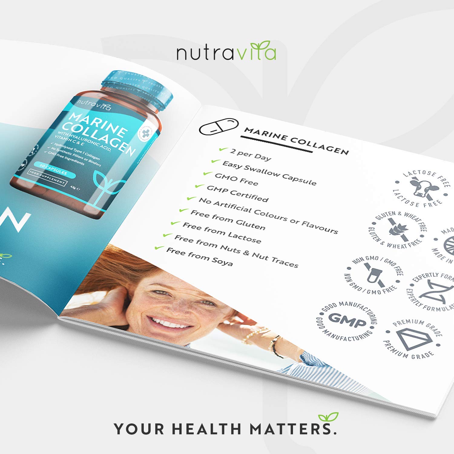 Marine Collagen 1000mg - 60 Capsules of Superior Type 1 Hydrolysed Collagen Nutravita buy supplements canada
