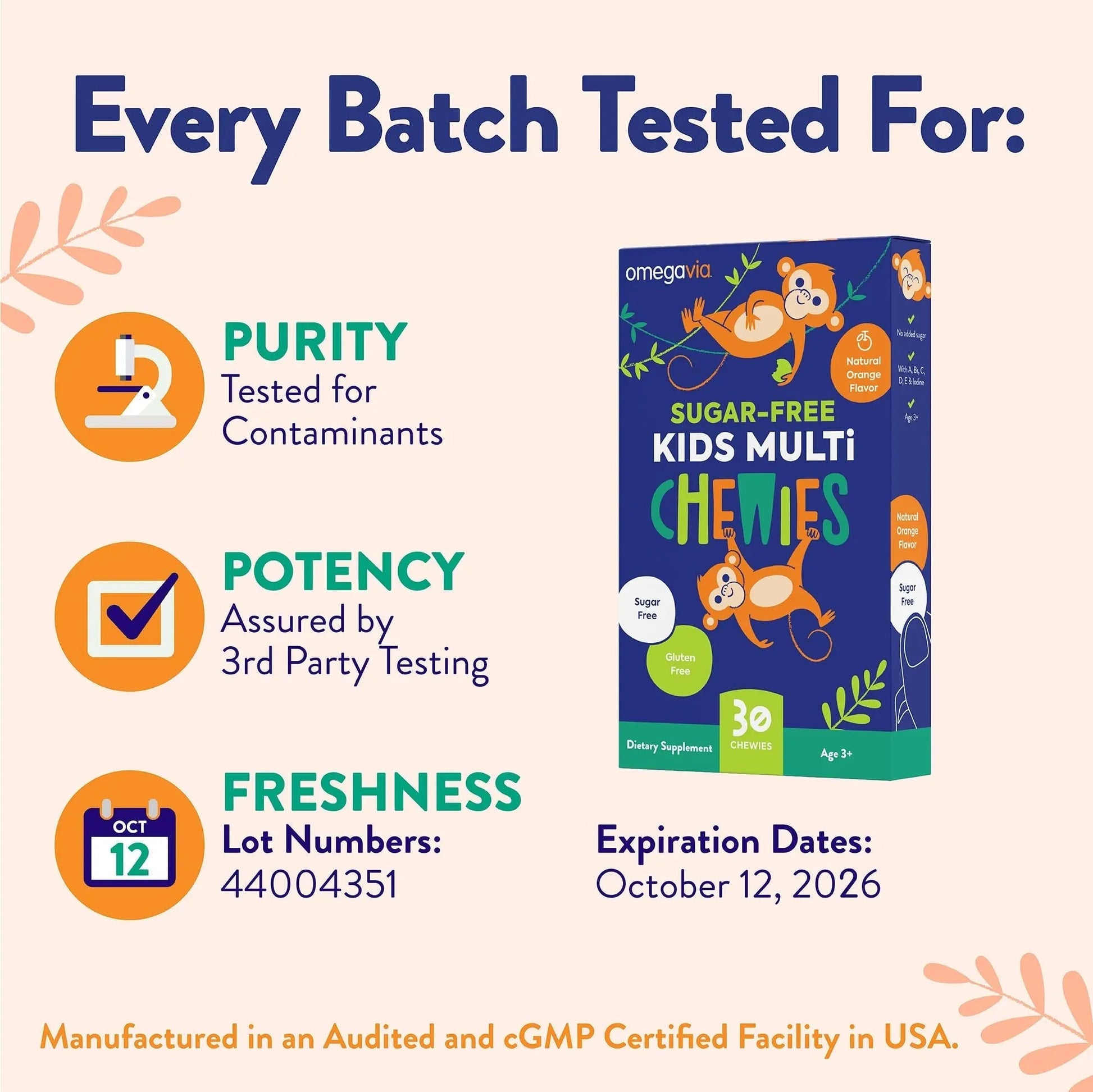 OmegaVia Sugar Free Kids Multivitamin Chewies - Daily Chewable Gummy Vitamins for Kids 3+ OmegaVia buy supplements canada