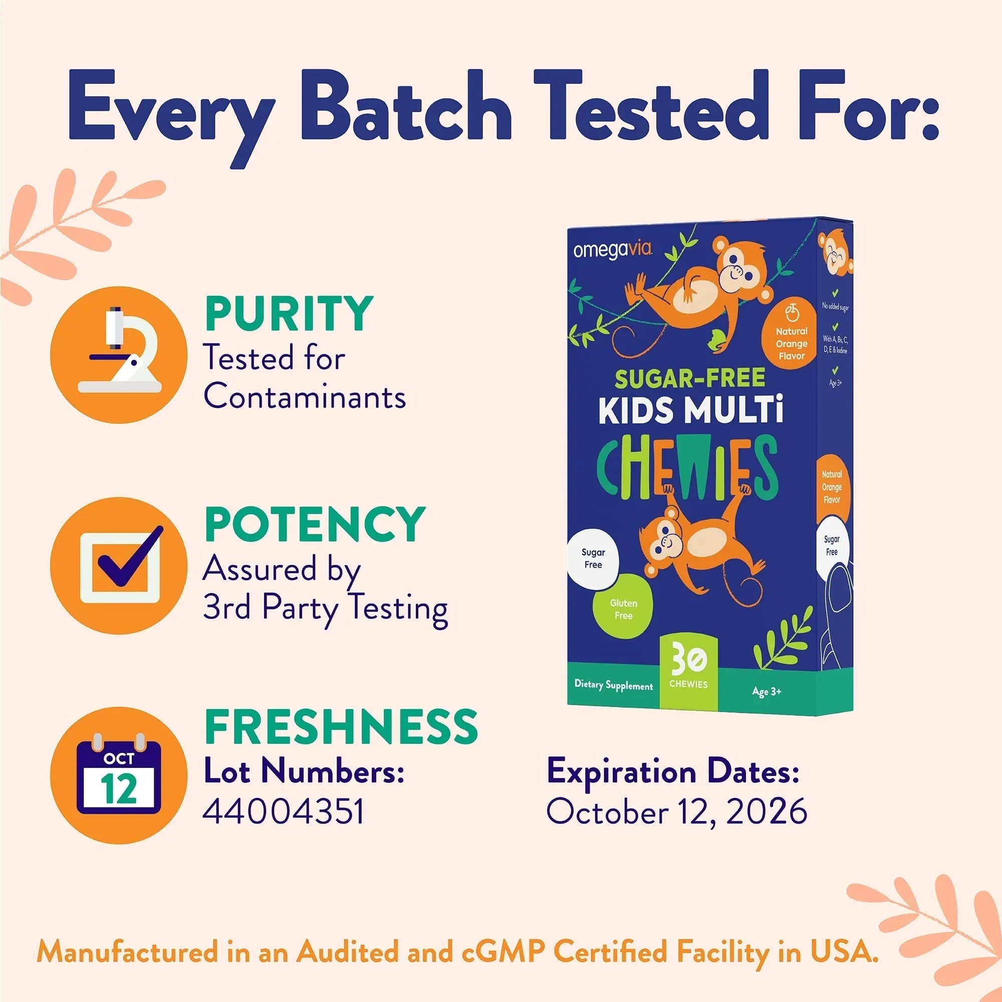 OmegaVia Sugar Free Kids Multivitamin Chewies - Daily Chewable Gummy Vitamins for Kids 3+ OmegaVia buy supplements canada