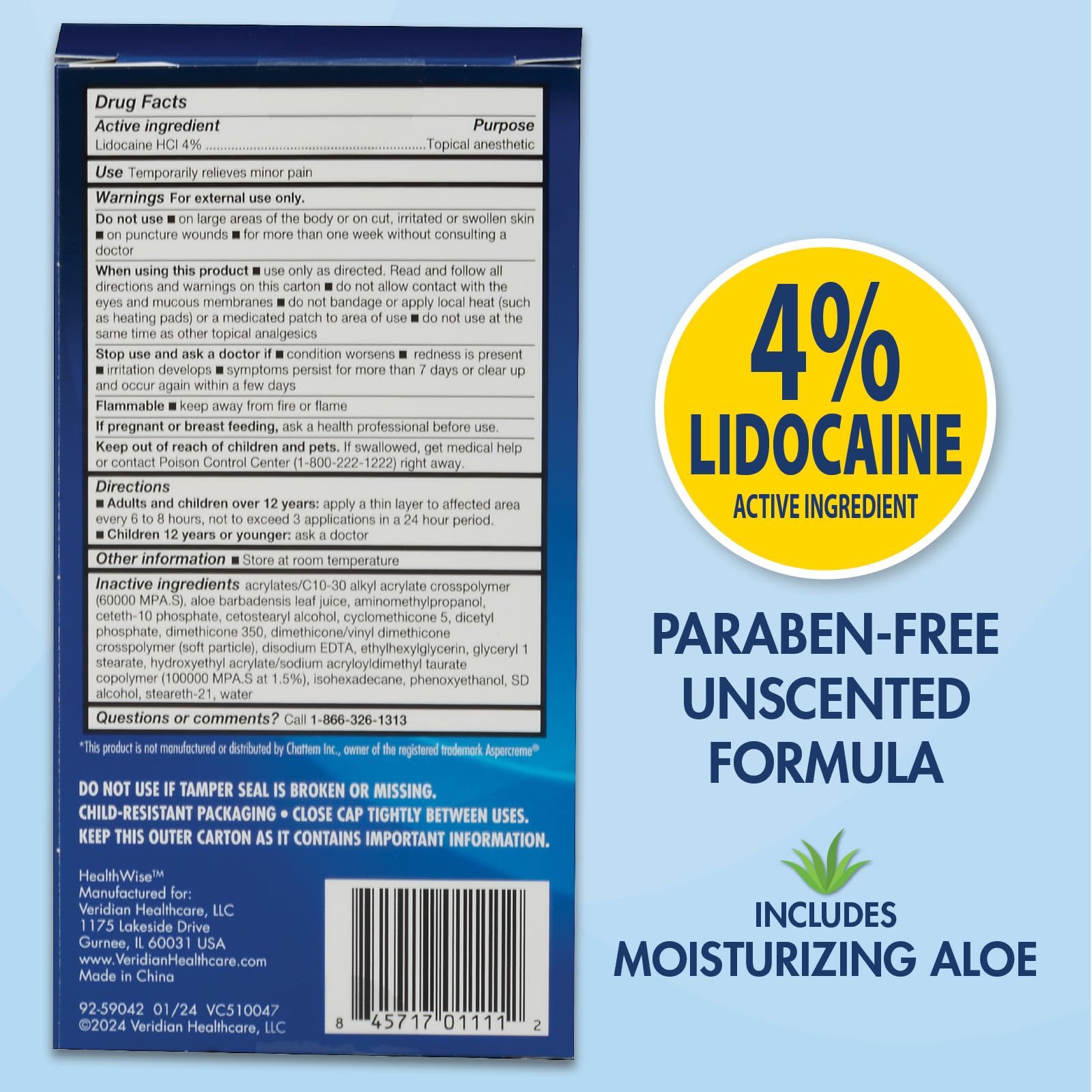 HealthWise 4% Lidocaine Roll-On | OTC Strength | Pain Relief Liquid | 2.5 oz. 73 mL | Non-Greasy, Unscented Formula | Topical Anesthetic HealthWise buy supplements canada