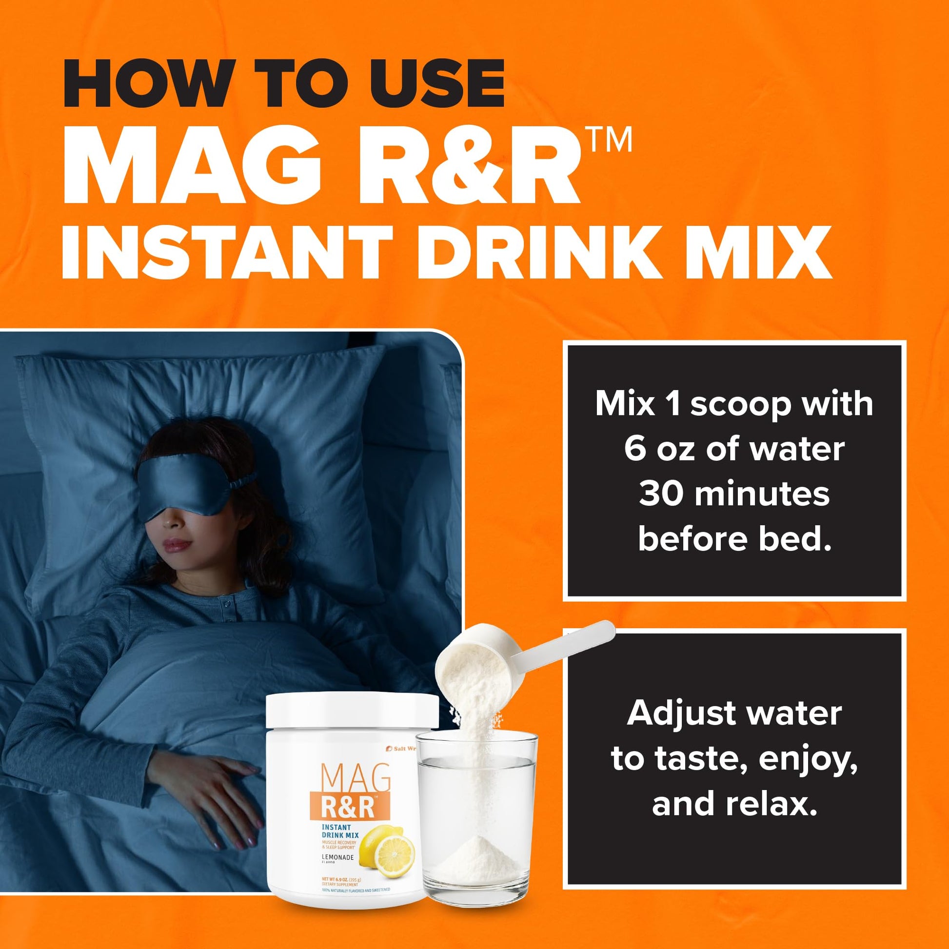 SaltWrap Mag R&R Instant Drink Mix - Sugar-Free Nighttime Magnesium Glycinate Powder with Stevia & FiberSMART® - Muscle Cramp & Leg Cramps Relief, Sleep & Relaxation Support - 30 Servings SaltWrap buy supplements canada