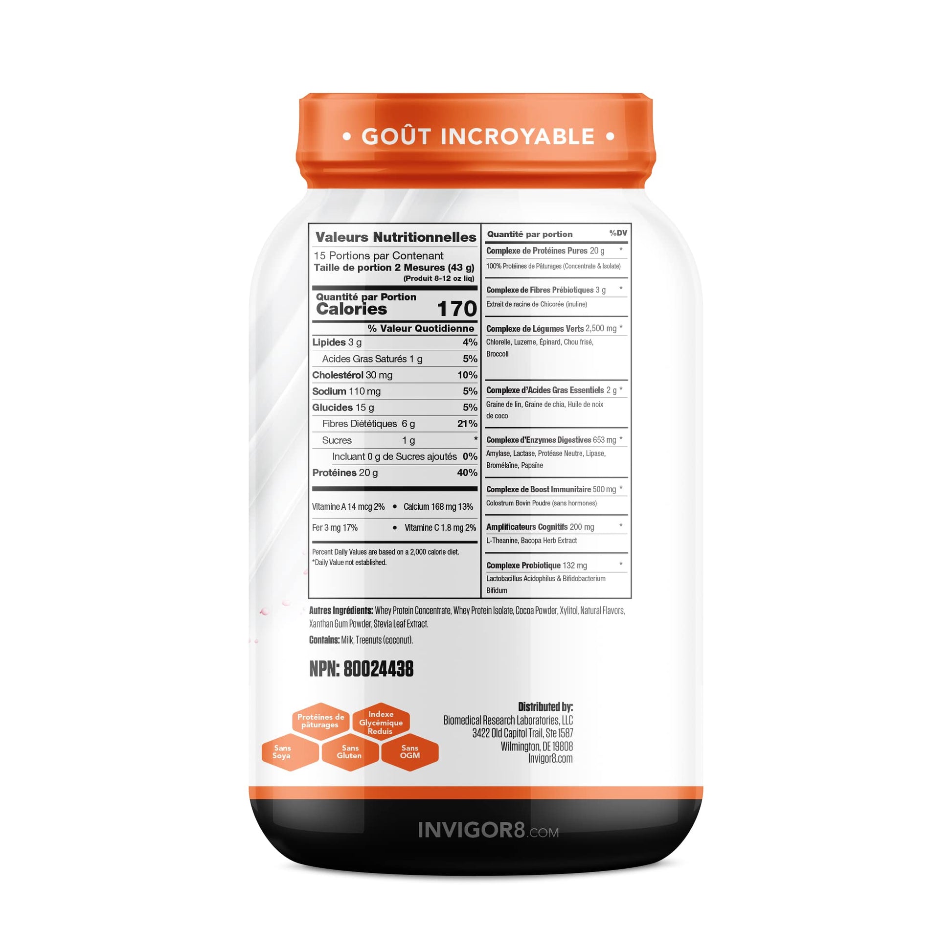 INVIGOR8 Superfood Grass Fed Whey Protein Isolate Shake Chocolate Brownie Gluten INVIGOR8 buy supplements canada
