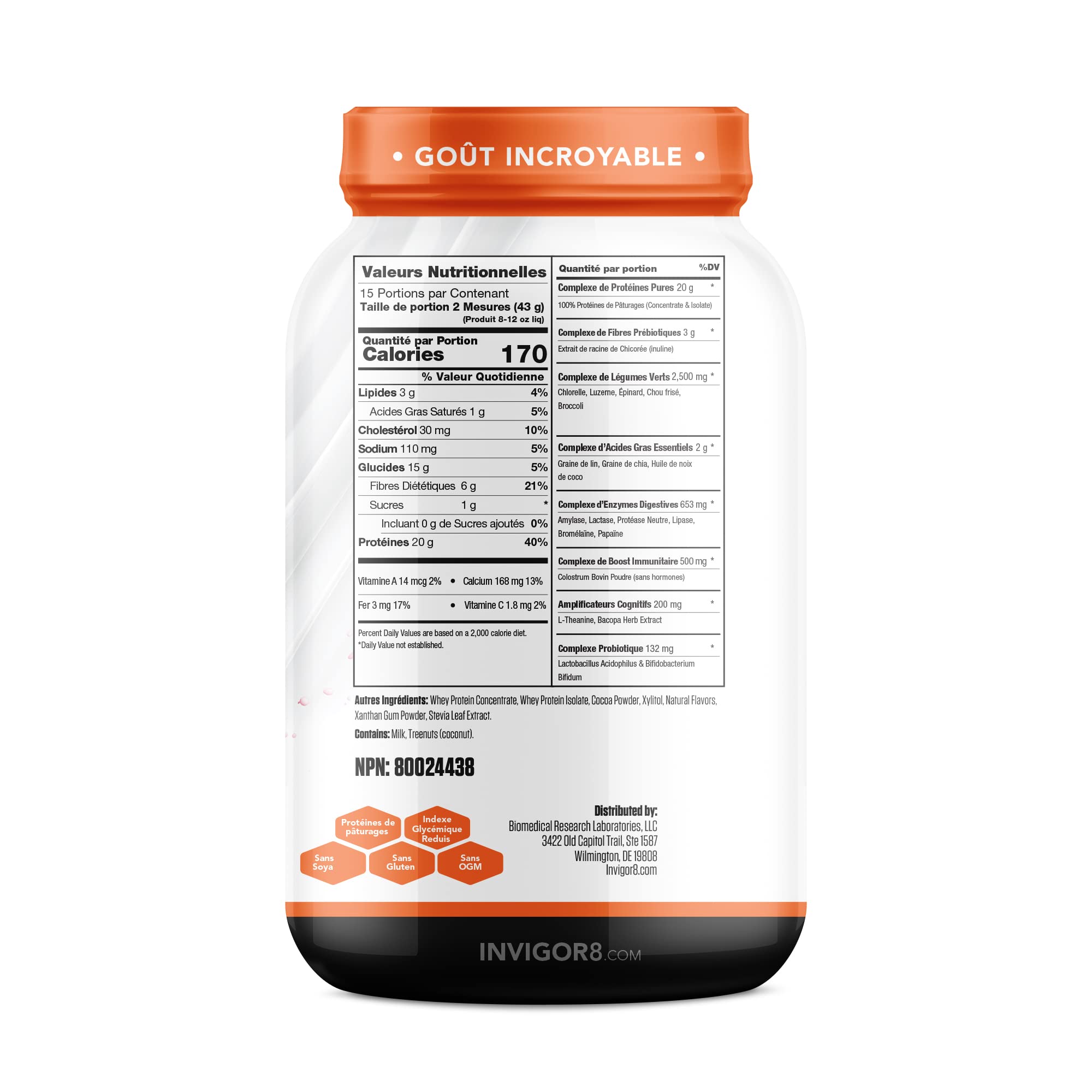 INVIGOR8 Superfood Grass Fed Whey Protein Isolate Shake Chocolate Brownie Gluten INVIGOR8 buy supplements canada