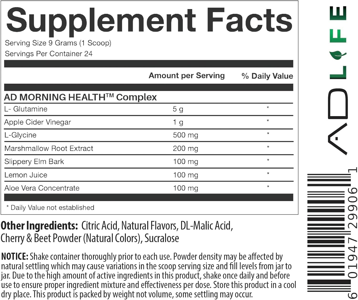 Project AD Life Good Morning Detox and Performance Drink, Naturally Flavored and Formulated with L-GLutamine, Apple Cider Vinegar, and Aloe Vera (24 Servings, Summer Fruits) PROJECT AD LLC buy supplements canada