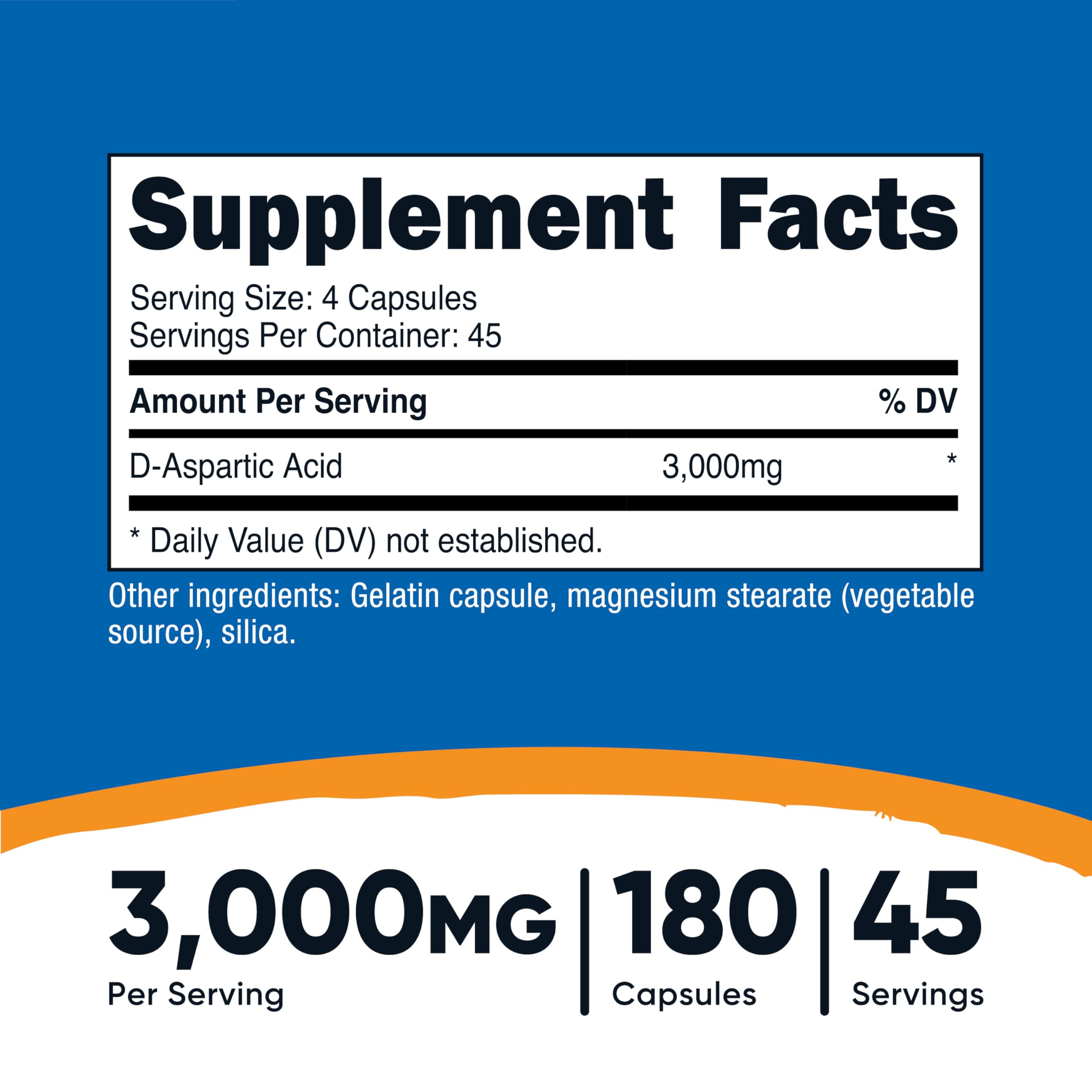 Nutricost D-Aspartic Acid (DAA) Capsules 3000mg Per Serving (180 Capsules) - Non-GMO Nutricost buy supplements canada