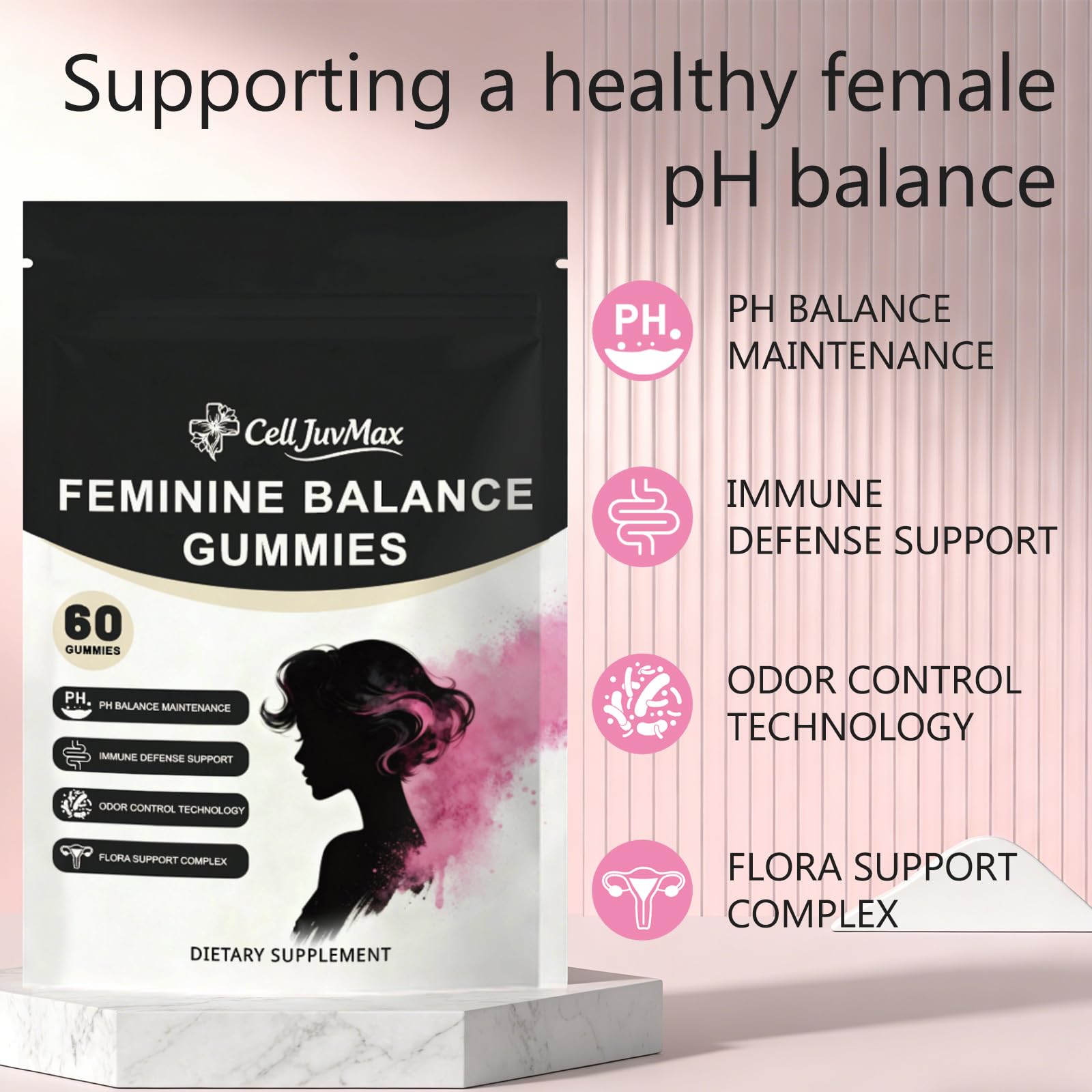 YFDSRF Feminine Balance Probiotic Gummies for Women - with Hawaiian Pineapple, pH Balance Support, Healthy Odor & Flora, Vaginal & Immune Health, Vegan Dietary Supplement - 60 Gummies (1) YFDSRF buy supplements canada