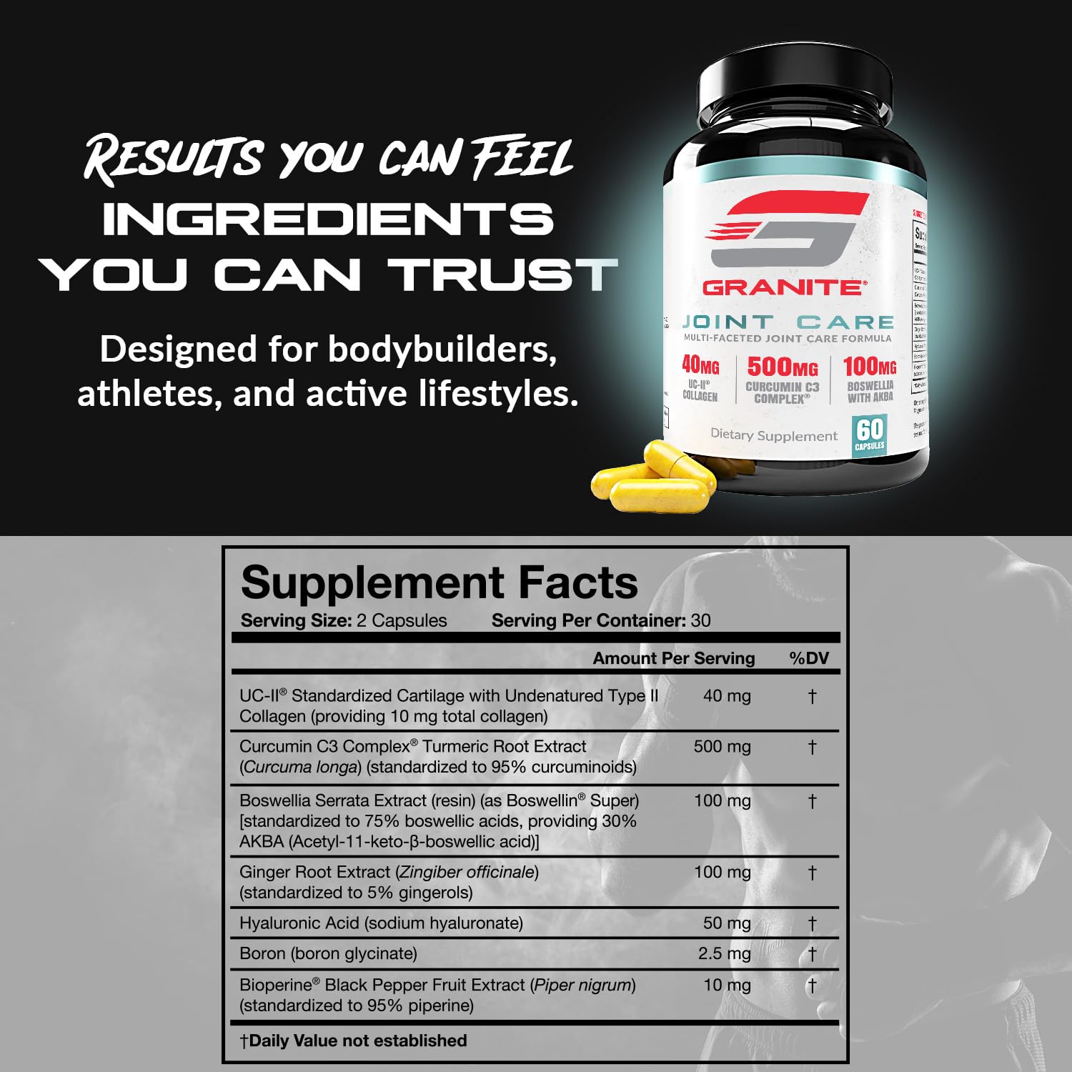 Granite Joint Care: Premium UC-II Collagen, Turmeric Curcumin C3, AKBA Boswellia + More - All-in-One Support for Joint Mobility, Comfort & Strength (60ct) Granite Supplements buy supplements canada