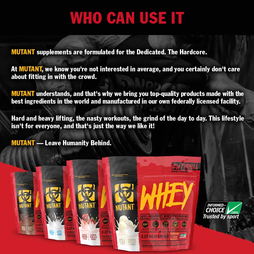 Mutant Whey – 100% Whey Protein Powder, Gourmet Taste, 22g of Protein, 10.4 g EAAs, 5 g BCAAs Mutant buy supplements canada