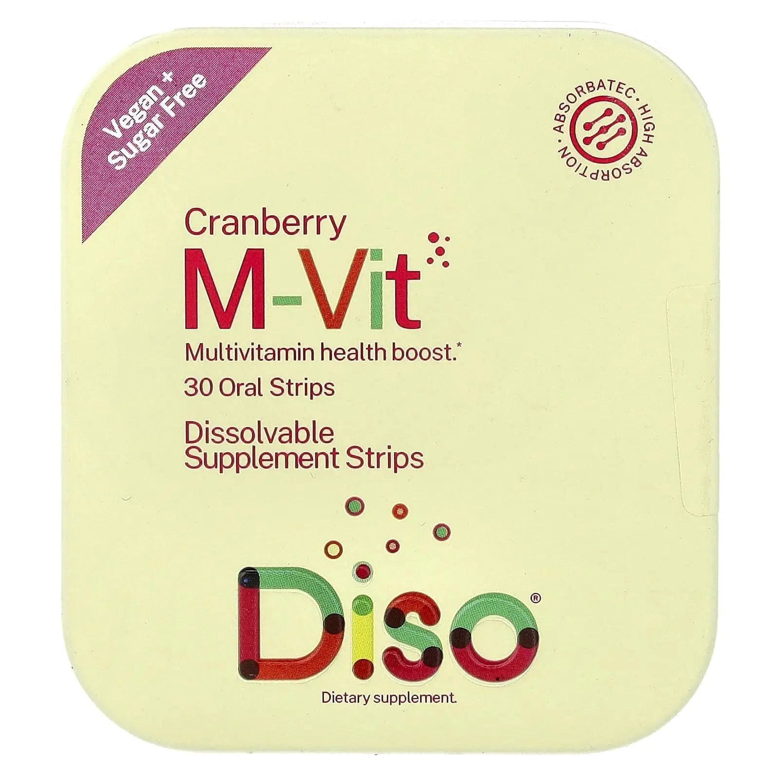 DISO - M-VIT - Fast-Dissolving Multivitamin Oral Strips, Cranberry Flavor, Vegan, Sugar Free, Gluten Free, Individually Wrapped DISO buy supplements canada