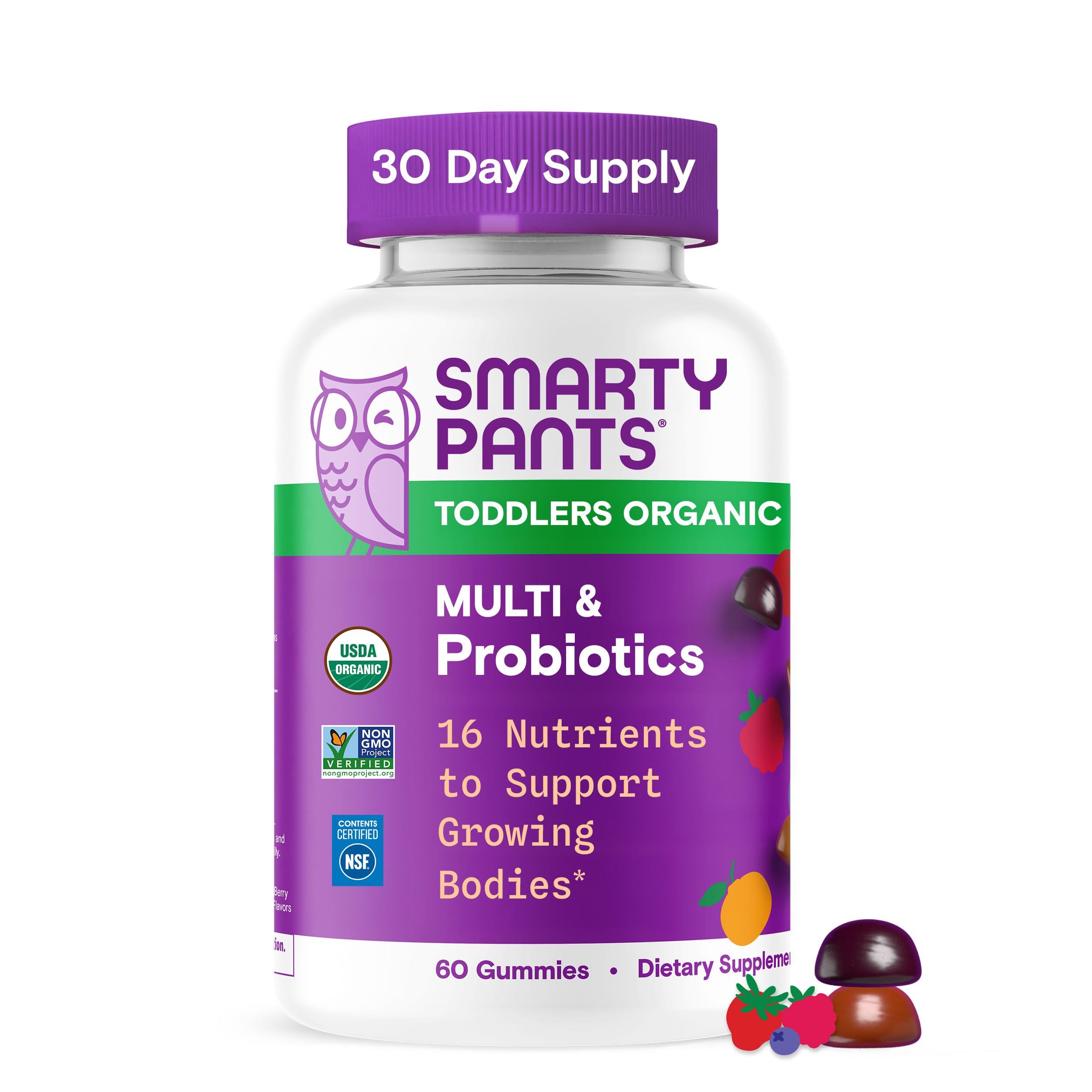 SmartyPants Organic Toddler Multivitamin Gummies: Probiotics, Omega 3 (ALA), Vitamin D3, C, Vitamin B12, B6, A, K & Zinc, Beta Carotene, Gluten Free SmartyPants buy supplements canada