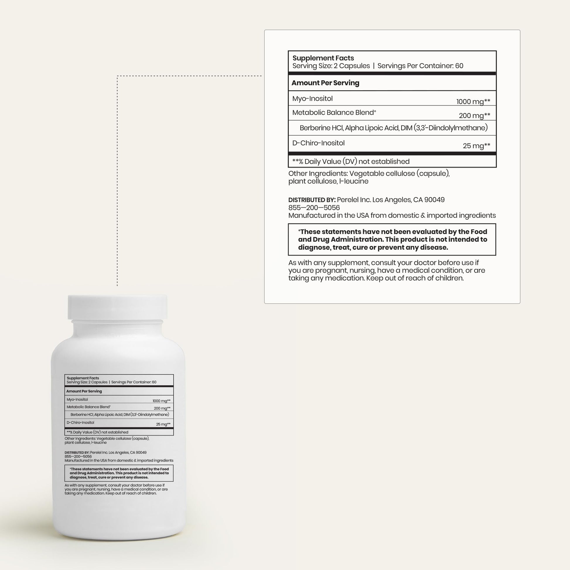 Perelel Hormone Balance Support, Myo & D Chiro Inositol, Womens Inositol Supplement with Berberine, Alpha Lipoic Acid, & Dim to Support Female Health, Soy, Dairy & Gluten Free, Non GMO, 120 Capsules Perelel buy supplements canada