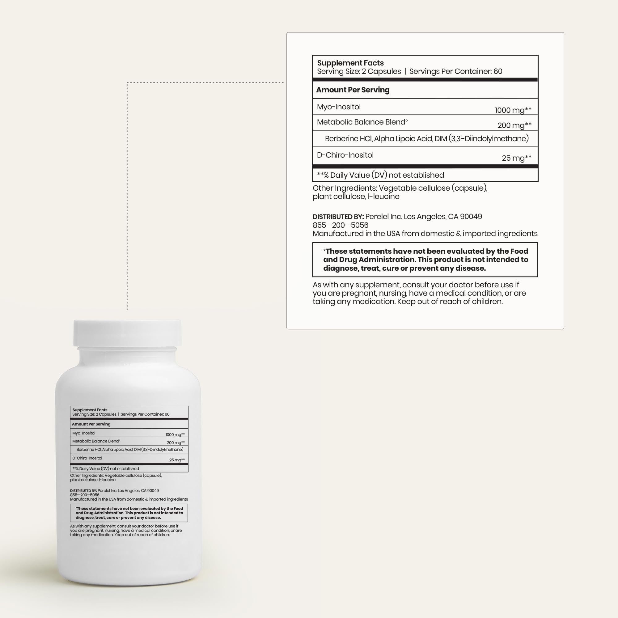 Perelel Hormone Balance Support, Myo & D Chiro Inositol, Womens Inositol Supplement with Berberine, Alpha Lipoic Acid, & Dim to Support Female Health, Soy, Dairy & Gluten Free, Non GMO, 120 Capsules Perelel buy supplements canada
