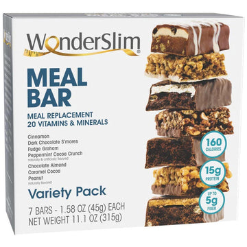 WonderSlim Meal Replacement Protein Bar, Variety Pack, 15g Protein, 20 Vitamins & Minerals WonderSlim buy supplements canada