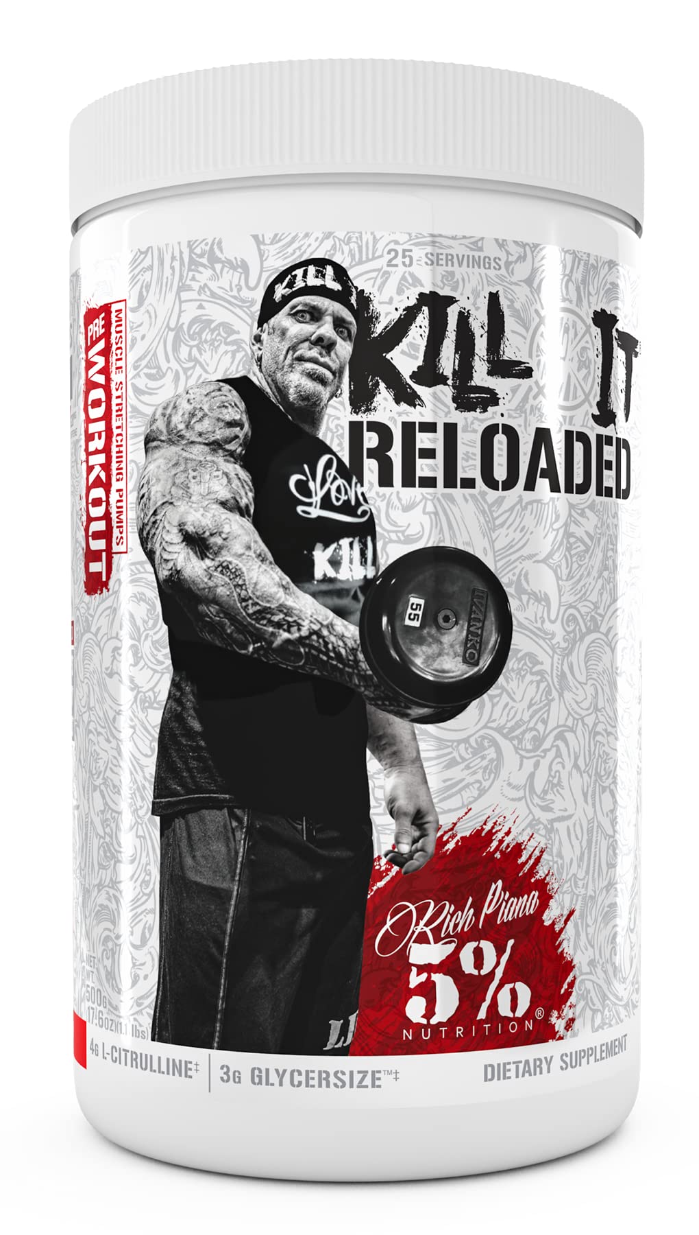 5% Nutrition Rich Piana Kill It Reloaded High Stim Pre-Workout | Ultra Energy, Focus 5% Nutrition buy supplements canada