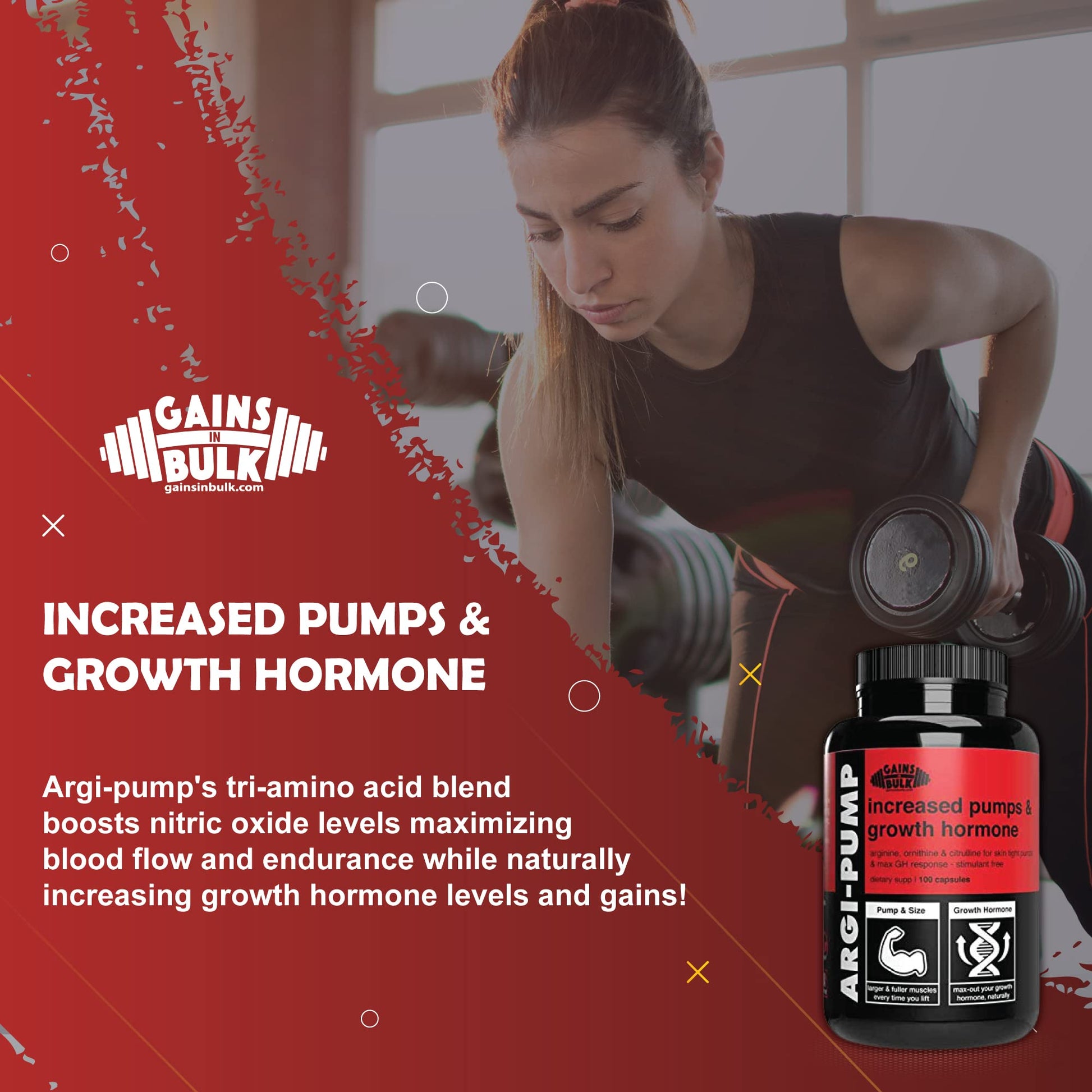 Gains in Bulk, Argi Pump, L-Arginine Nitric Oxide Booster with L-Citrulline and L-Ornithine GAINS IN BULK GAINSINBULK.COM buy supplements canada