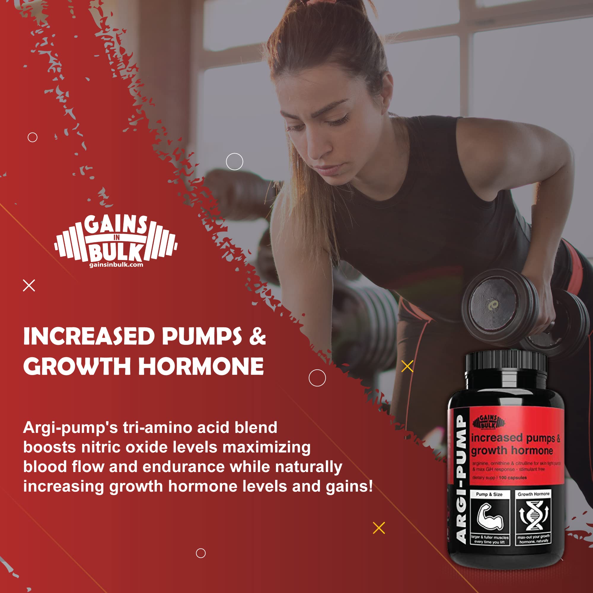 Gains in Bulk, Argi Pump, L-Arginine Nitric Oxide Booster with L-Citrulline and L-Ornithine GAINS IN BULK GAINSINBULK.COM buy supplements canada