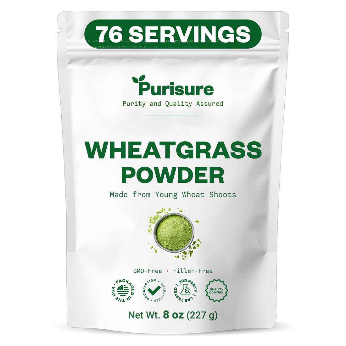 Purisure Wheatgrass Powder, 8oz, Wheat Grass Powder, Green Superfood for Salads, Smoothie and Shakes, Superfood Powder Rich in Immunity Vitamins, Fiber and Minerals, 76 Servings Purisure buy supplements canada
