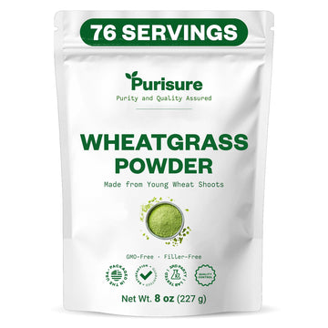 Purisure Wheatgrass Powder, 8oz, Wheat Grass Powder, Green Superfood for Salads, Smoothie and Shakes, Superfood Powder Rich in Immunity Vitamins, Fiber and Minerals, 76 Servings Purisure buy supplements canada