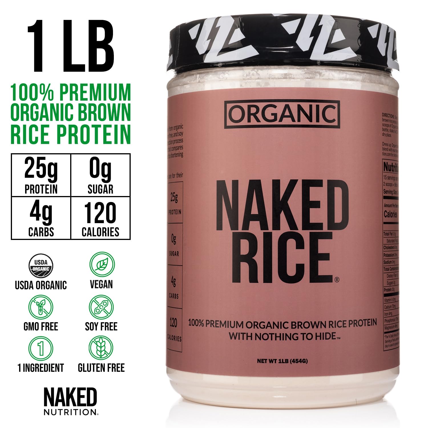 NAKED Rice 1Lb - Organic Brown Rice Protein Powder - Vegan Protein Powder, GMO Free, Gluten Free & Soy Free. Plant-Based Protein, NAKED buy supplements canada