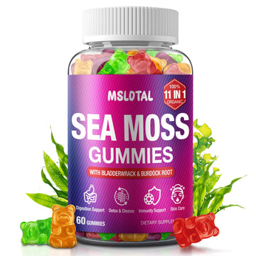MSLOTAL Irish Sea Moss Gummies with Ashwagandha Bladderwrack and Burdock Root - Natural Irish Seamoss Supplement for Thyroid, Energy, Immune Support - 60 Vegan Gummy MSLOTAL buy supplements canada