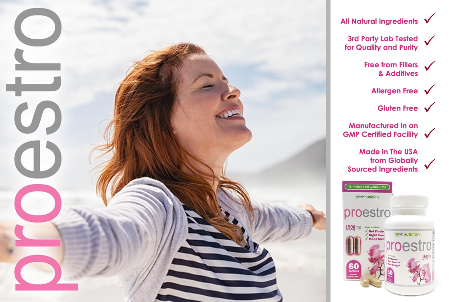 VH Nutrition PROESTRO | Estrogen Support* Supplement for Women | Extra Strength Hormone Balance* for Her | 60 Capsules in Easy to Swallow Pills VH Nutrition buy supplements canada