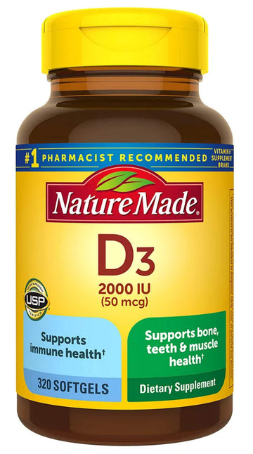 Nature Made Vitamin D3 2000iu 320 Ct. Soft Gels (Packaging May Vary) Nature Made buy supplements canada