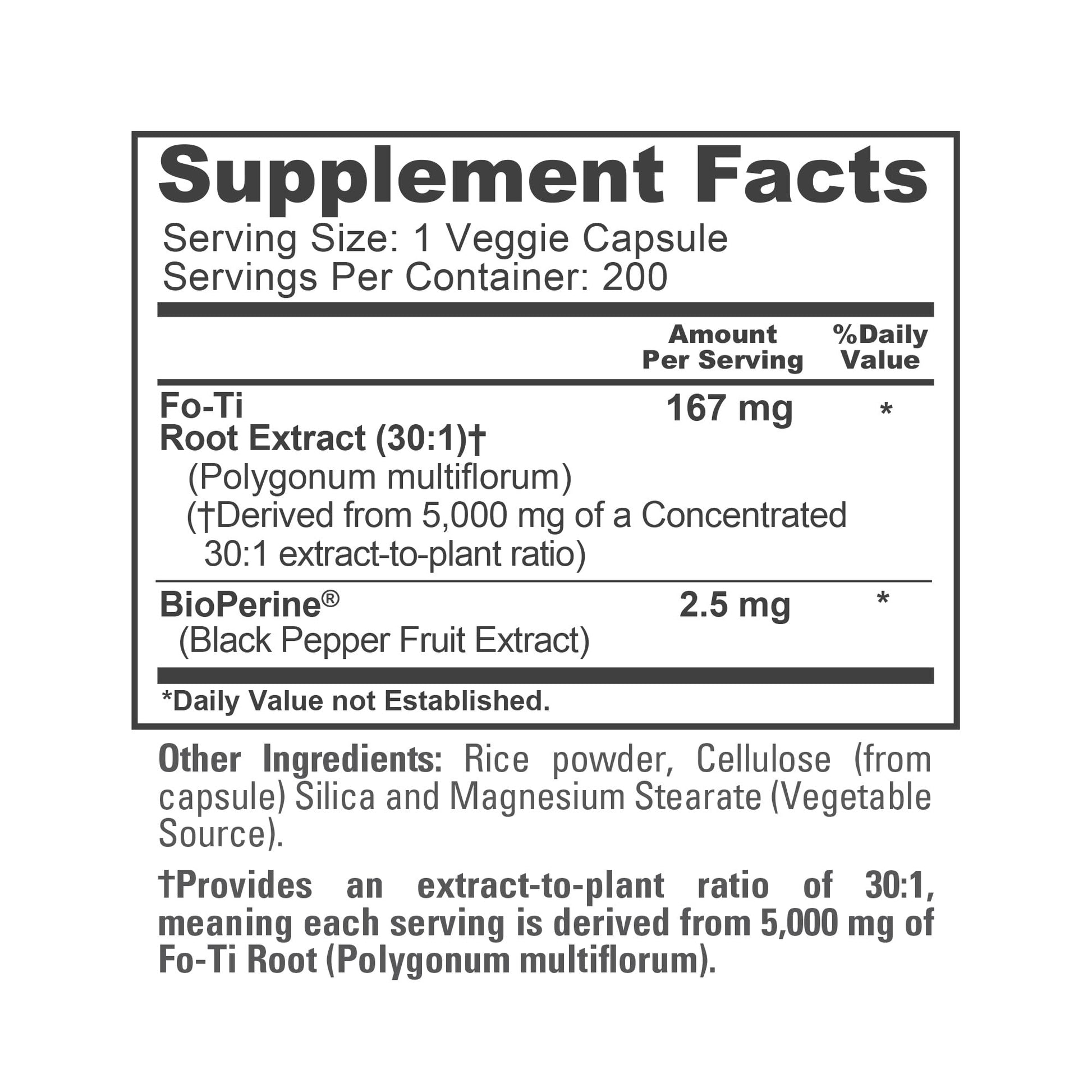 NusaPure Fo-Ti 30:1 Extract, 167 mg Equivalent to 5000mg per Veg Caps, 200 Count, Non-GMO, Vegan, Bioperine NusaPure buy supplements canada