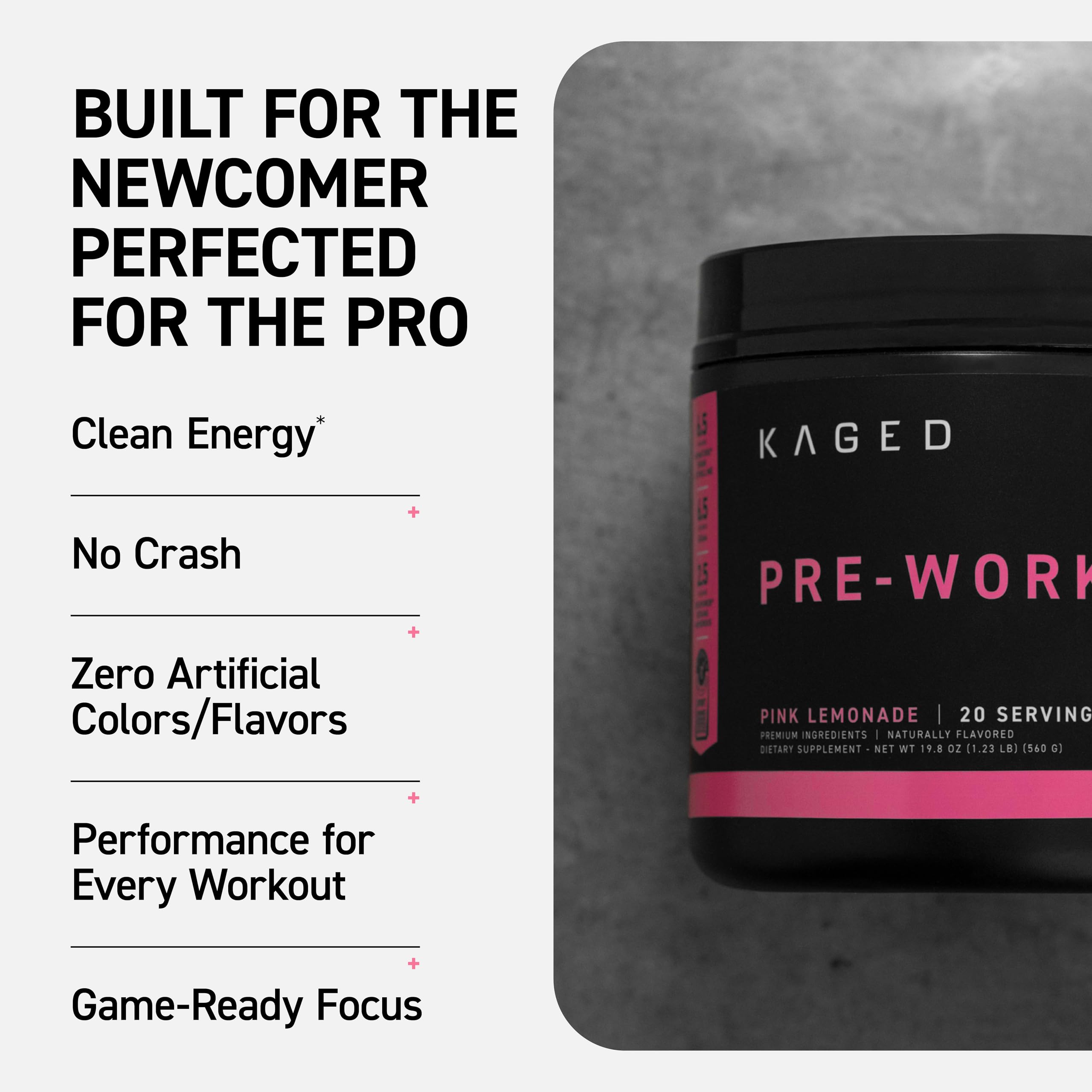 Kaged Sport Pre Workout Powder for Men & Women, Pink Lemonade, Sport Certified, 188mg Caffeine, Nitric Oxide, Beta Alanine, 20 Servings Kaged buy supplements canada