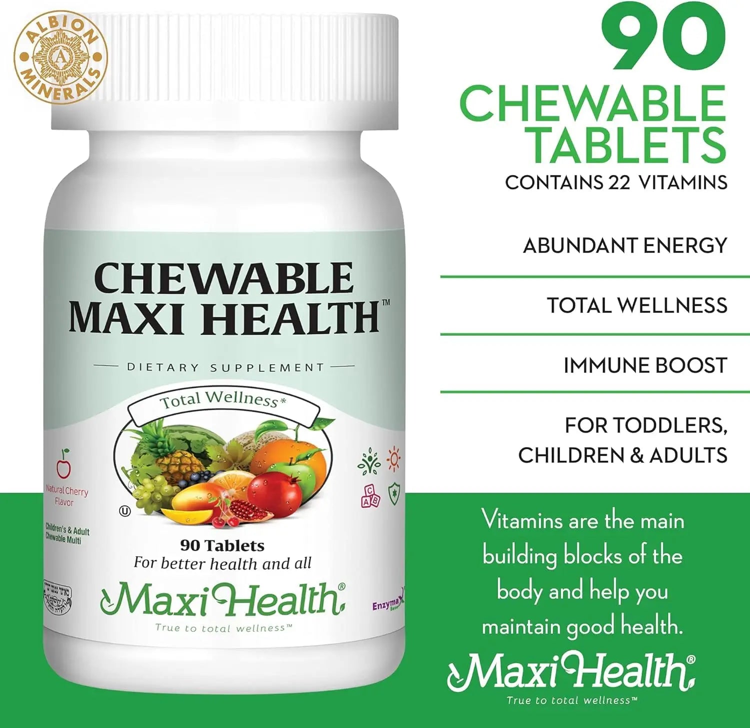 Maxi Health Chewable Multivitamin for Kids, Teens and Adults - Cherry Chewable Vitamins for Adults & Children Maxi Health buy supplements canada