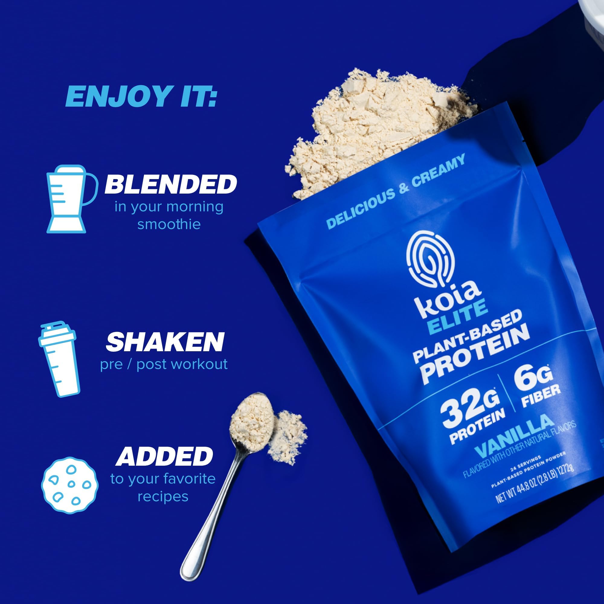 Koia Plant Based Protein Elite Powder, Vanilla, 32g Protein, 4g Sugar, 6g Prebiotic Fiber, Pre & Post Workout, 21 Vitamins & Minerals, Dairy-Free, Gluten-Free, Non-GMO, 24 Servings, 44.8 Oz Koia buy supplements canada