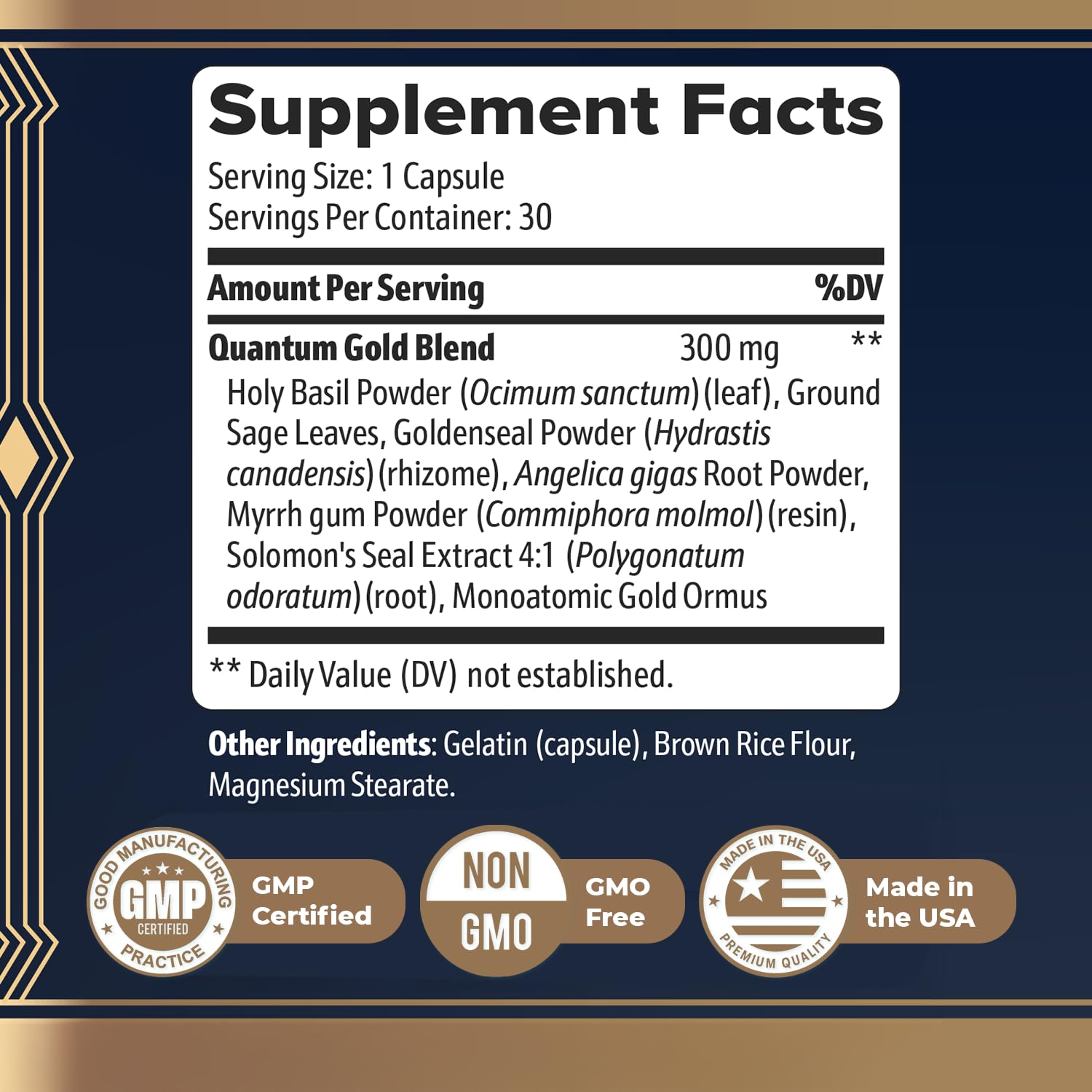 Gold Align - Holy Basil Capsules with Sage, Goldenseal, Monoatomic Gold - Herbal Supplement for Overall Health,100% Natural - Made in USA, Non-GMO, GMP-Certified - 30 Capsules, 1 Month Supply Nature’s NutriWave buy supplements canada